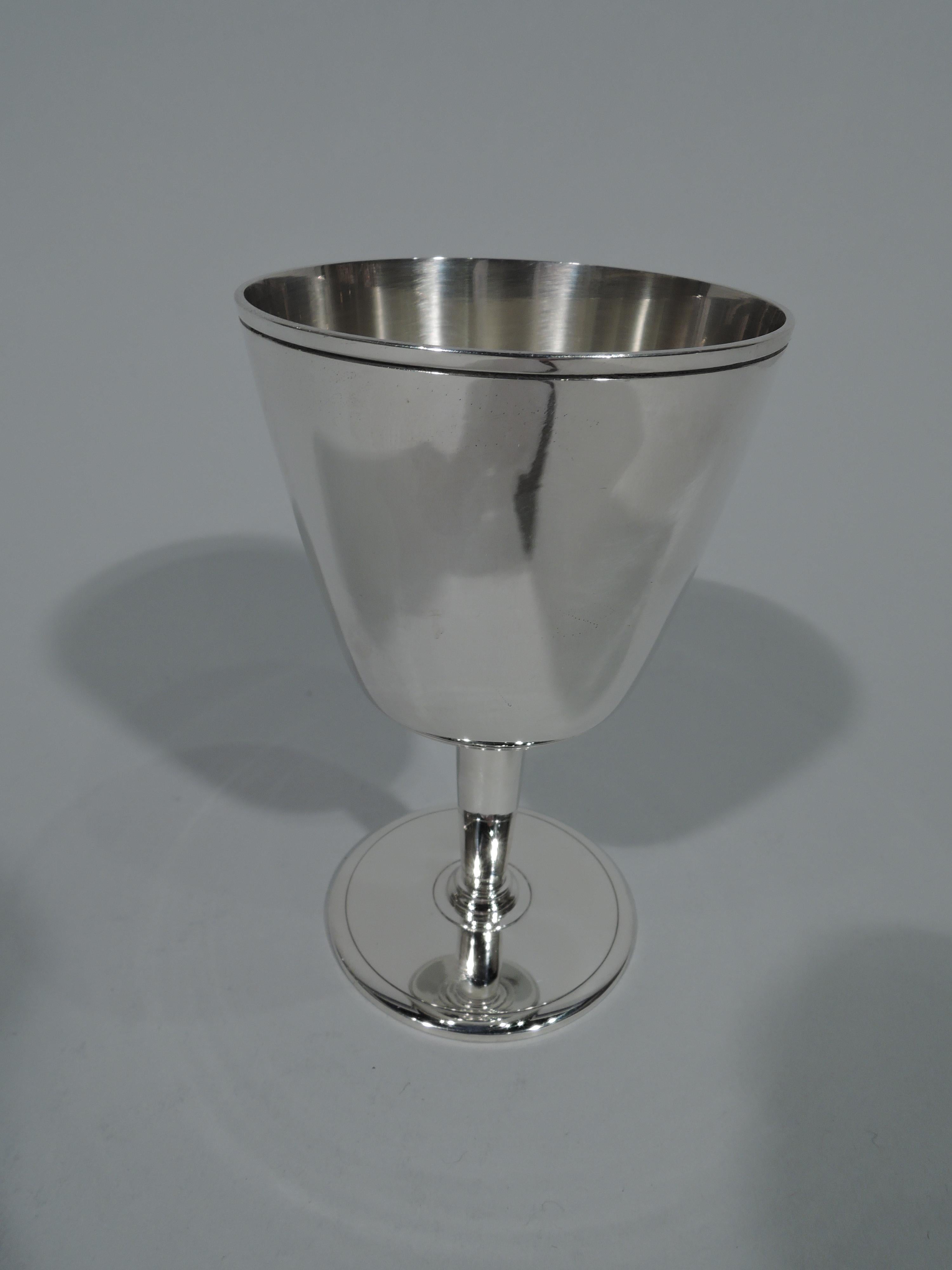 American Set of 12 Tiffany Sterling Silver Art Deco Modern Cocktail Cups