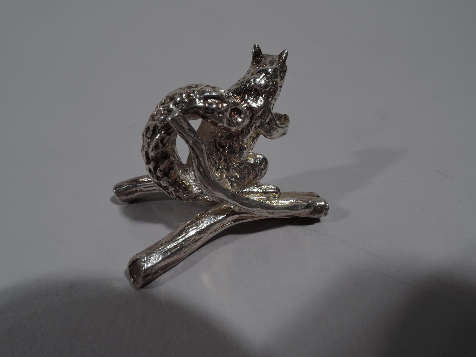 American Set of 12 Tiffany Sterling Silver Squirrel Place Card Holders