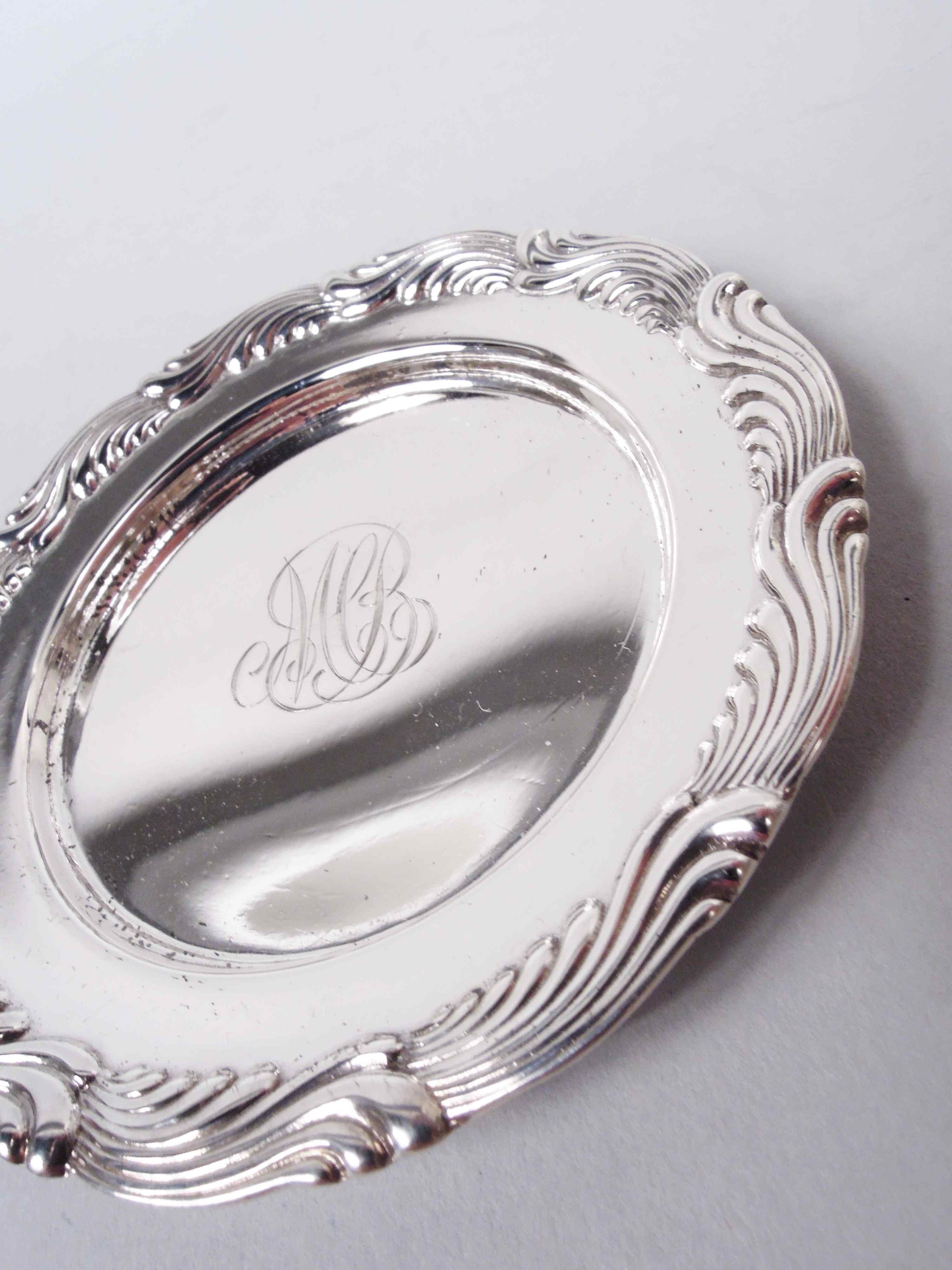 Set of 12 Tiffany Wave Edge Sterling Silver Butter Pats In Good Condition In New York, NY