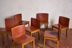 Set of 12 Tobia Scarpa Style Leather Dining Chairs