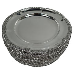 Set of 12 Traditional Georgian Sterling Silver Bread & Butter Plates