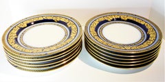 Set of 12 Tressemann & Vogt Cobalt & Gold Porcelain Dinner Plates, France, 1910