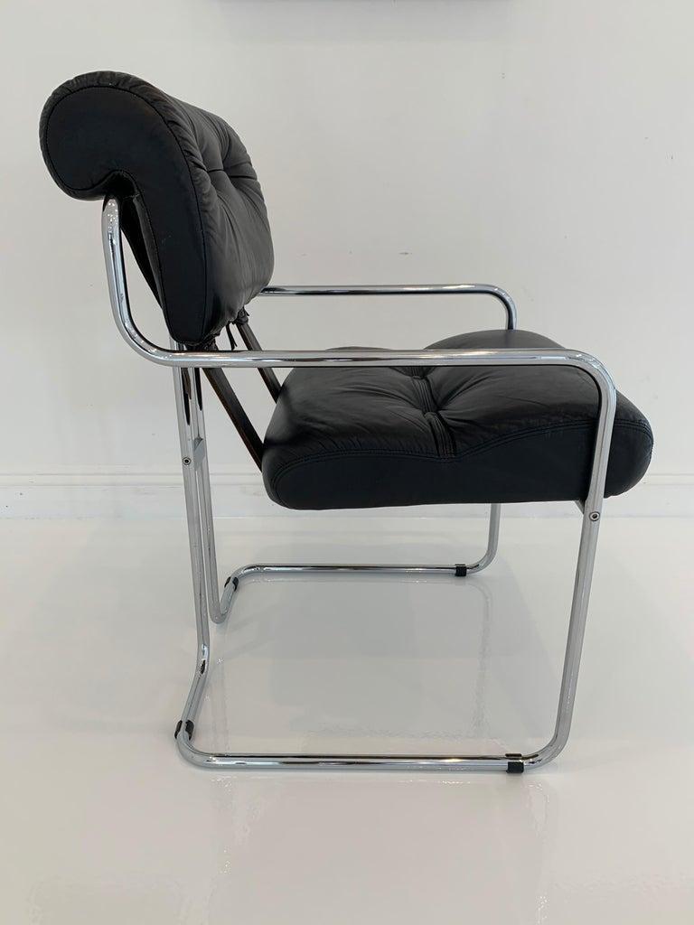 Set of 8 'Tucroma' Chairs in Black Leather by Guido Faleschini, 1970s Italy 3
