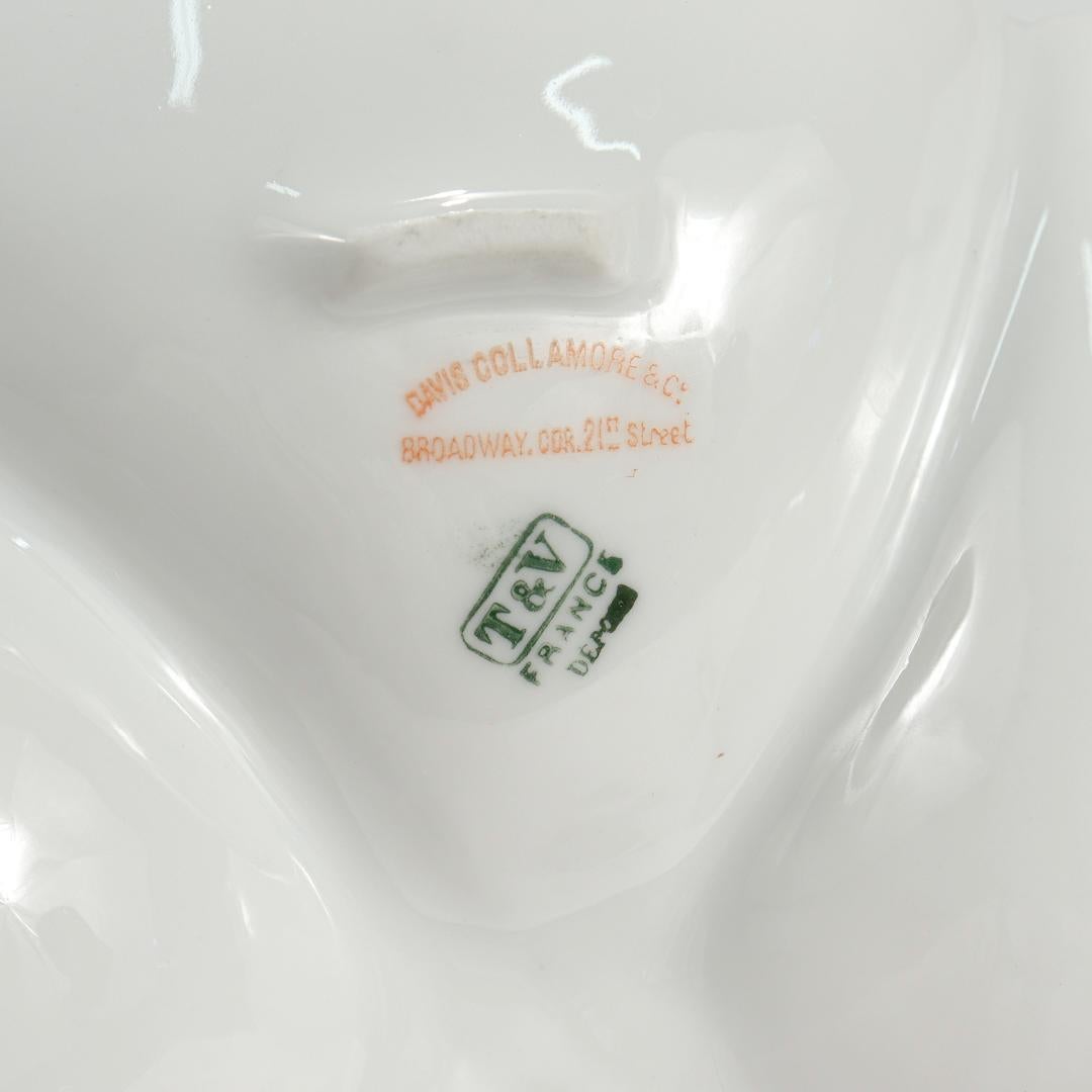 Set of 12 T&v Limoges Gilt Porcelain Oyster Plates with Green Transfer Ferns For Sale 11
