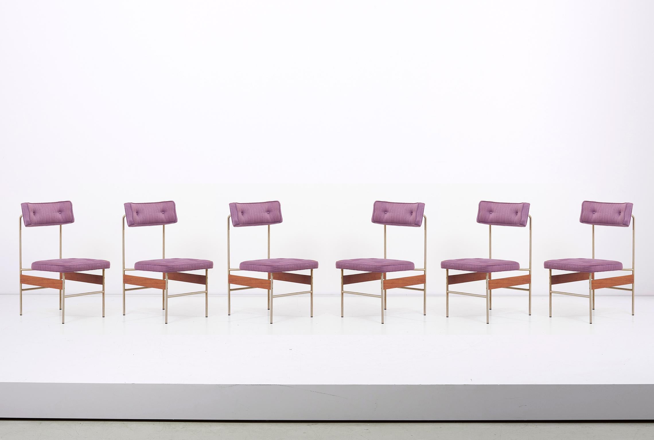 Set of 12 upholstered dining chairs, Italy, 1960s
This set is in original purple fabric. The frame is made of metal and wood. Very comfortable chair.