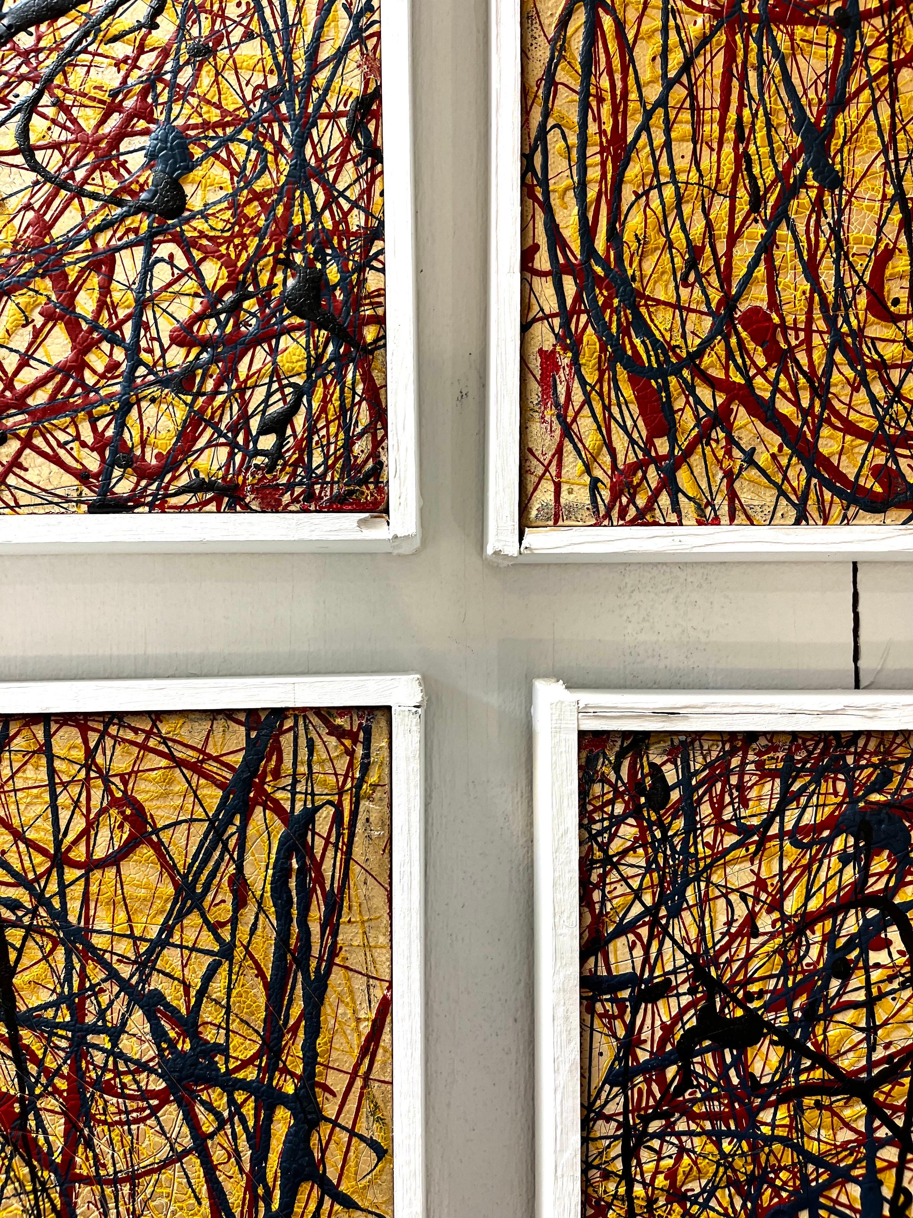 20th Century Set of 12 Vintage Action Gestural Abstract Drip Paintings by John Peters of NYC