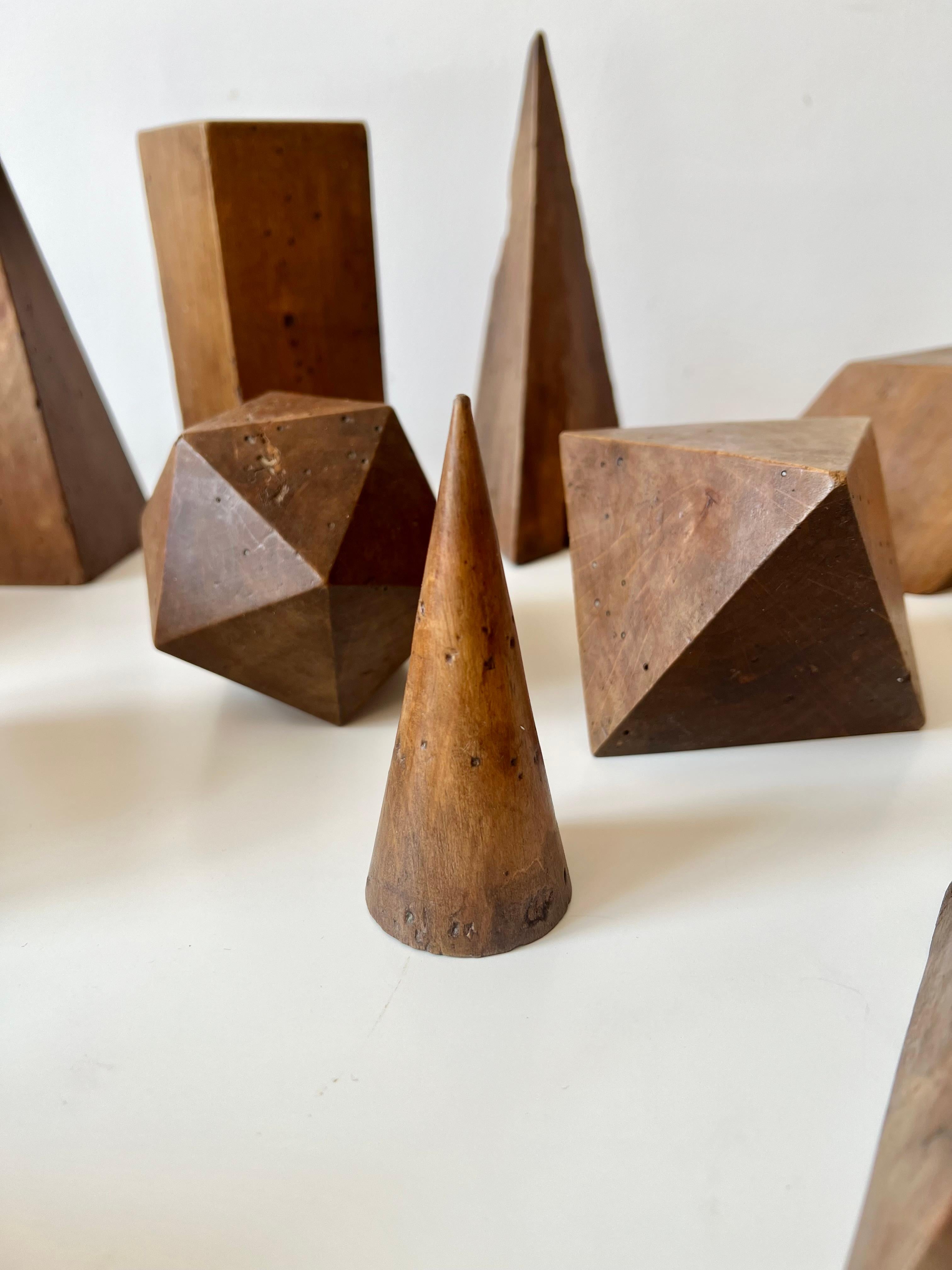 Set of 12 vintage antique wooden geometric shapes. Italy, late 19th early 20th C 4