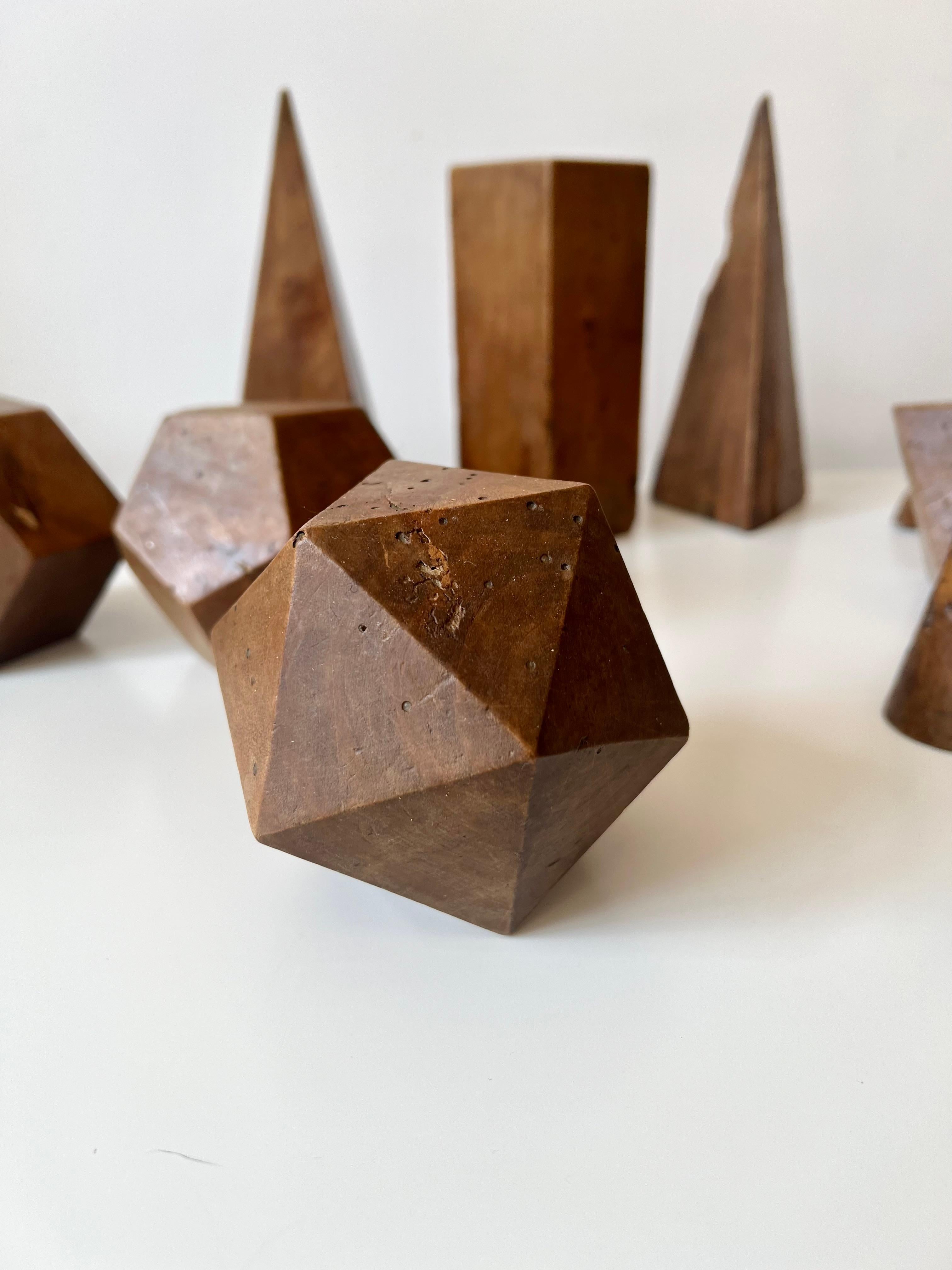 Set of 12 vintage antique wooden geometric shapes. Italy, late 19th early 20th C 5