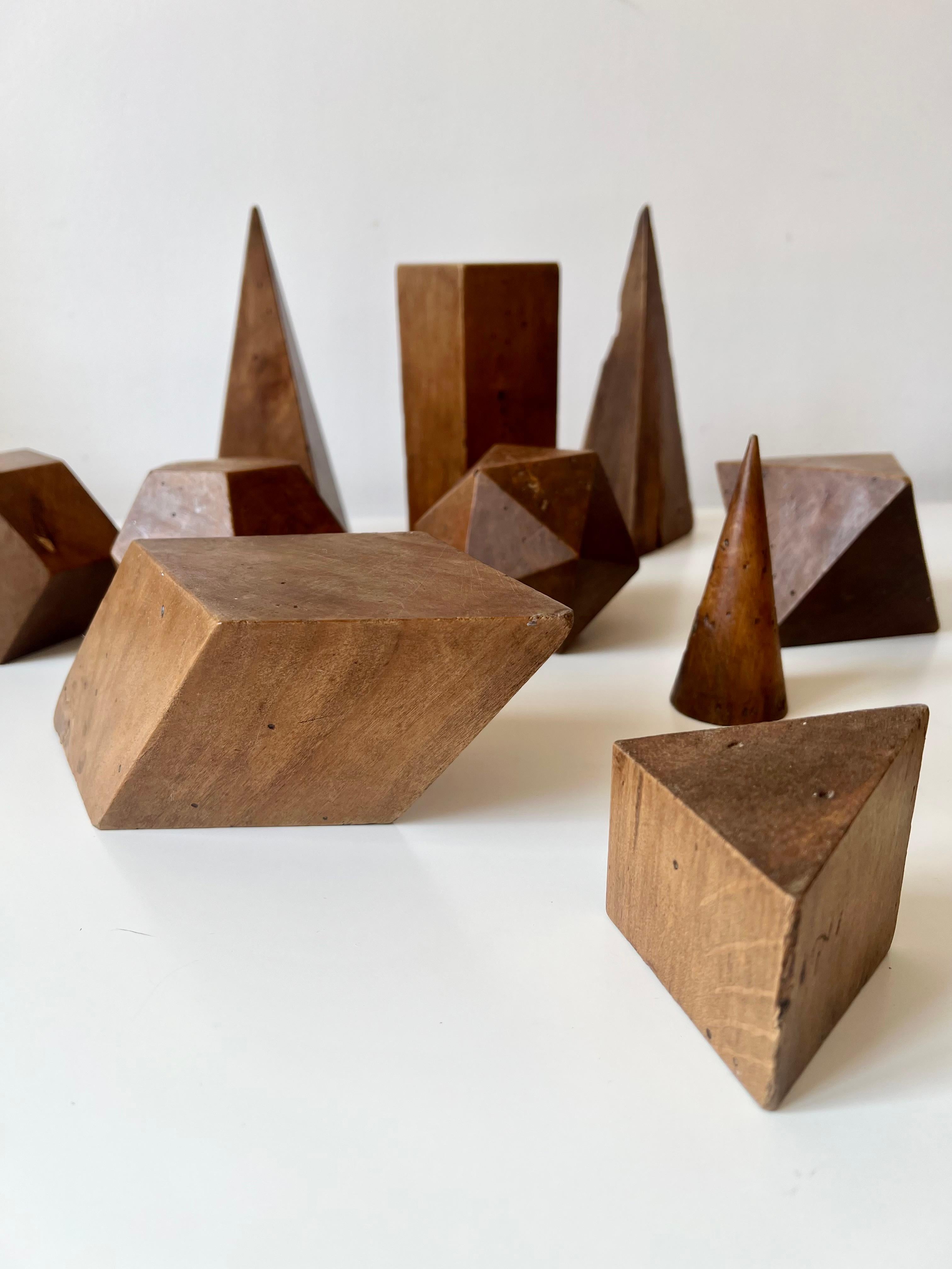 Set of 12 vintage antique wooden geometric shapes. Italy, late 19th early 20th C 6