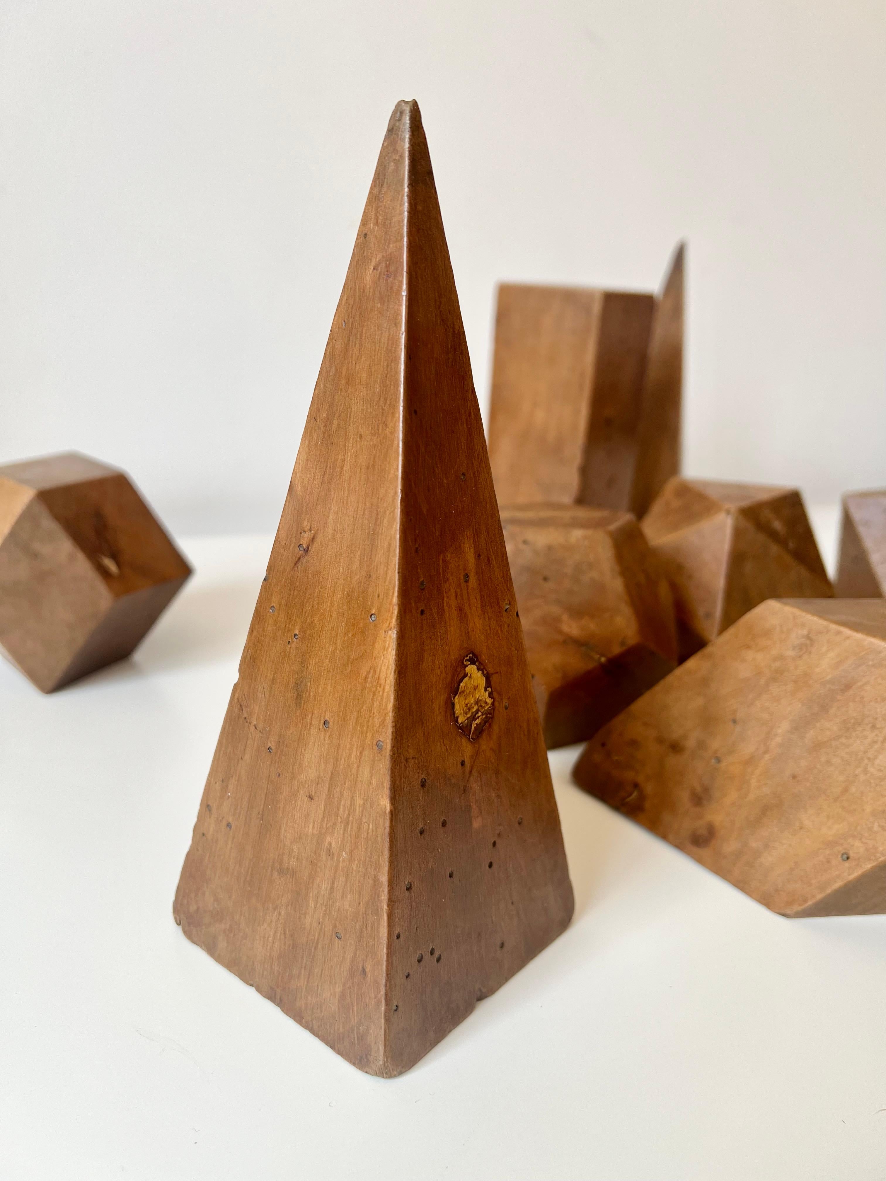 Set of 12 vintage antique wooden geometric shapes. Italy, late 19th early 20th C 7