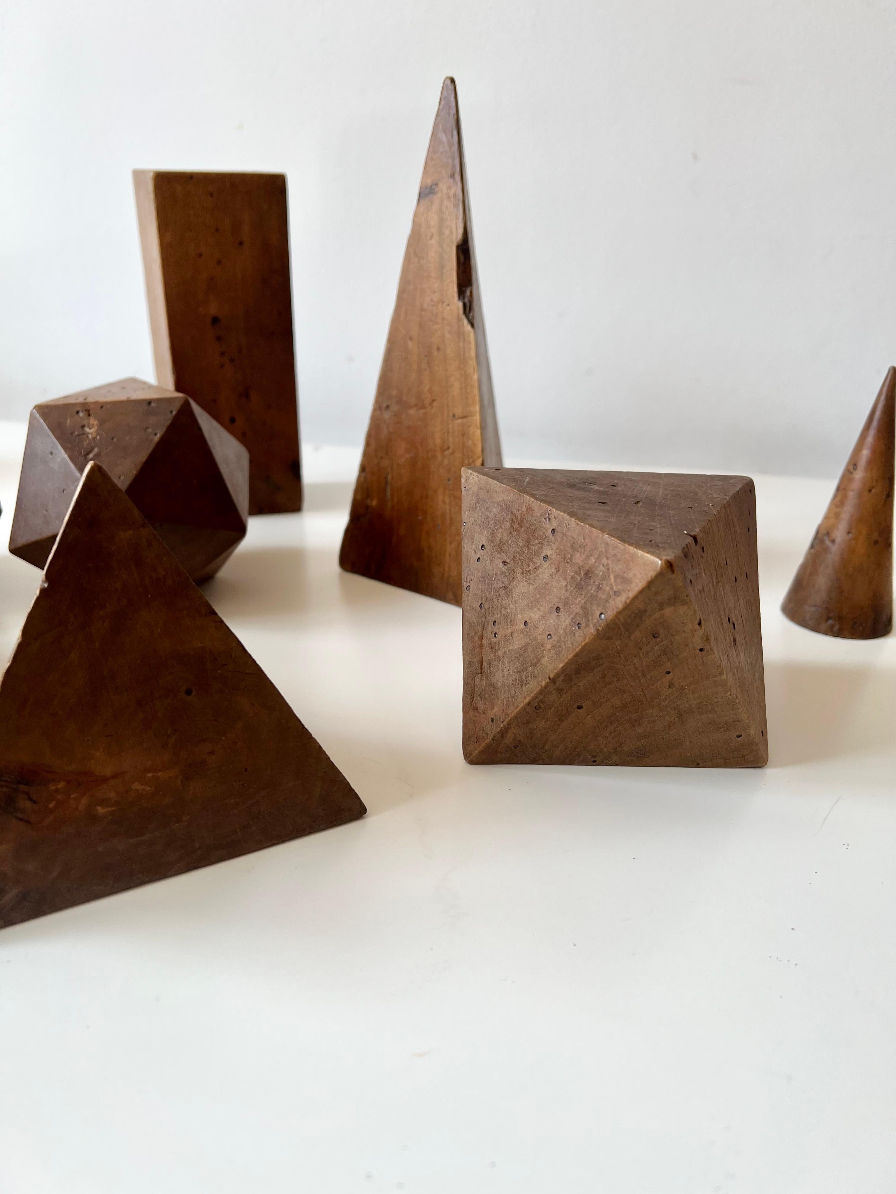 Set of 12 vintage antique wooden geometric shapes. Italy, late 19th early 20th C 9
