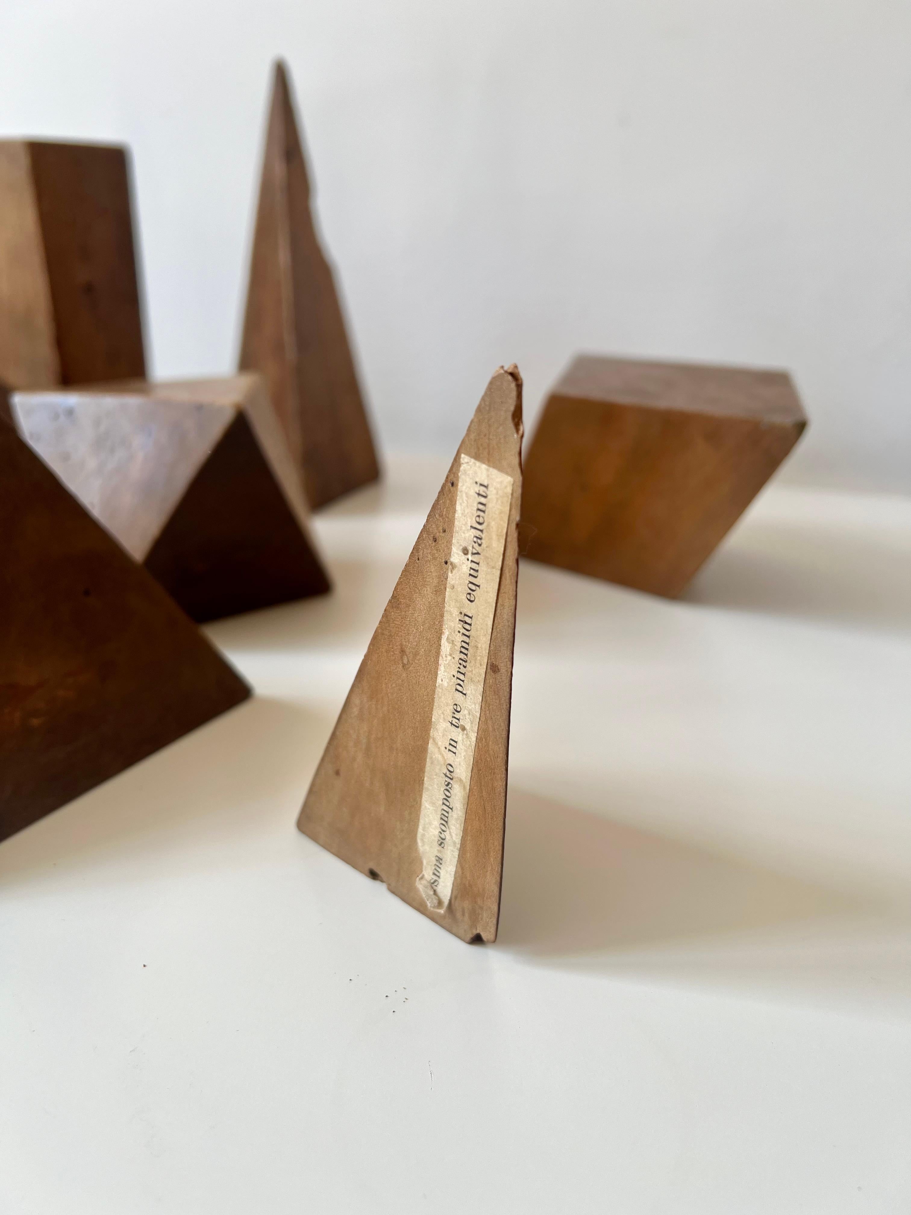 Set of 12 vintage antique wooden geometric shapes. Italy, late 19th early 20th C 1