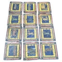 Set of 12 Vintage Astrological Tiles from Spain