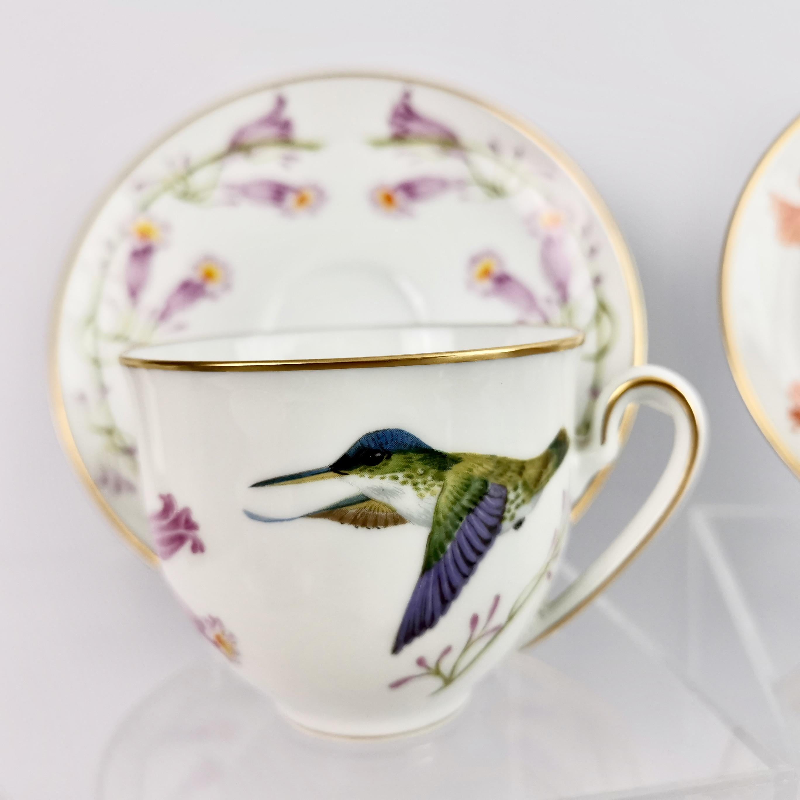 Porcelain Set of 12 Vintage Bavaria Cups and Saucers, Hummingbirds of the World, 1979