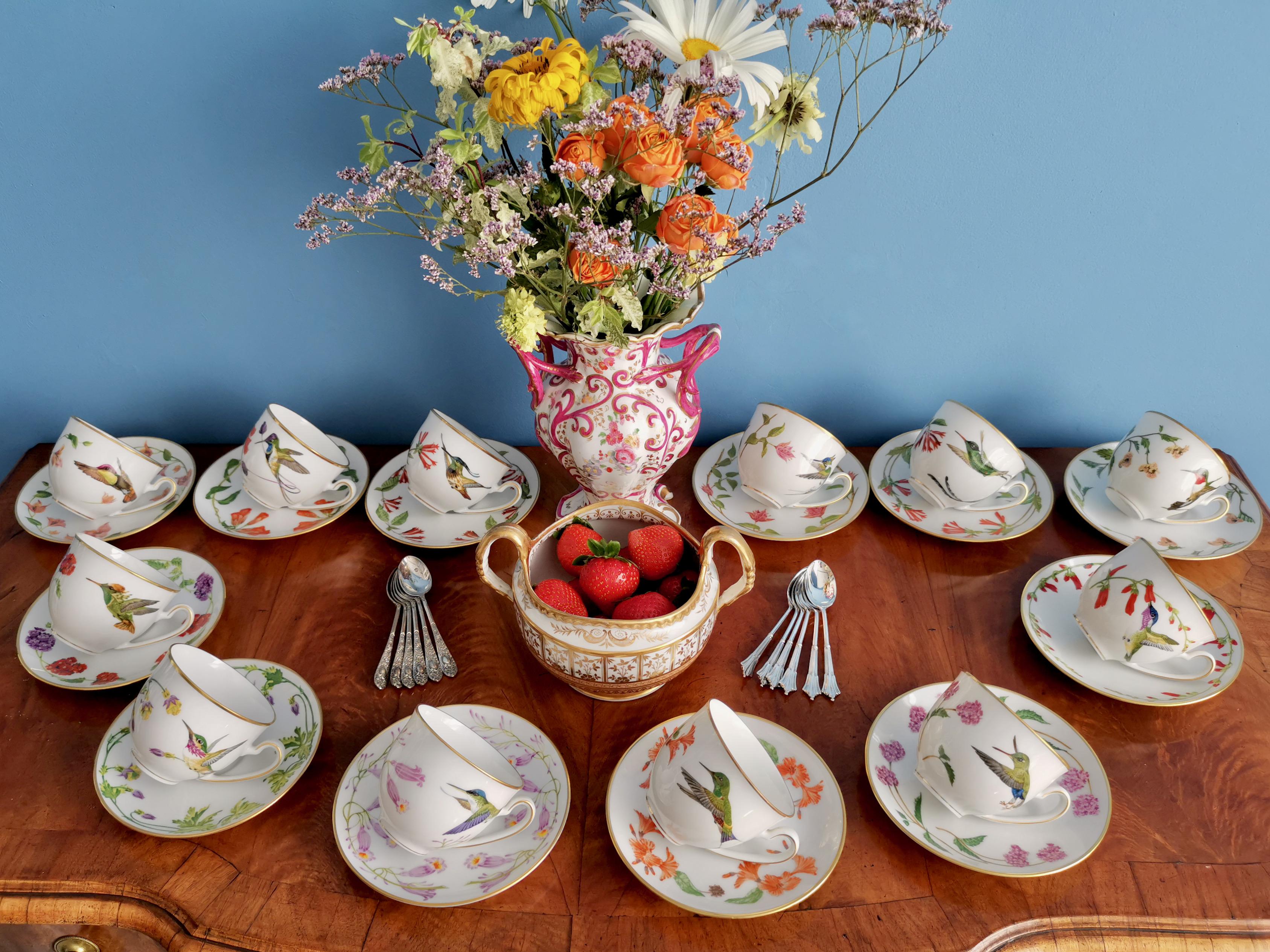 On offer is a set of 12 hand painted cups and saucers made in Bavaria (Germany) in 1979 for the Franklin Mint in collaboration with the World Wildlife Fund. The set is called 