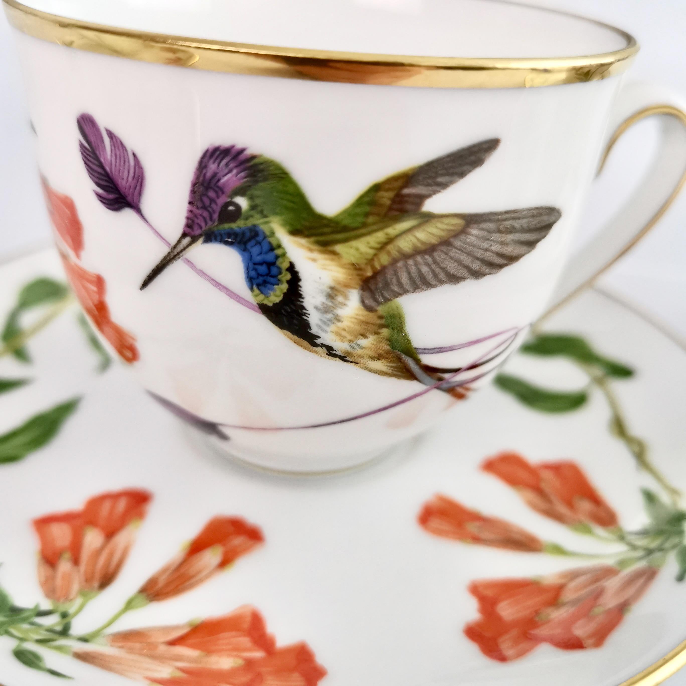 German Set of 12 Vintage Bavaria Cups and Saucers, Hummingbirds of the World, 1979