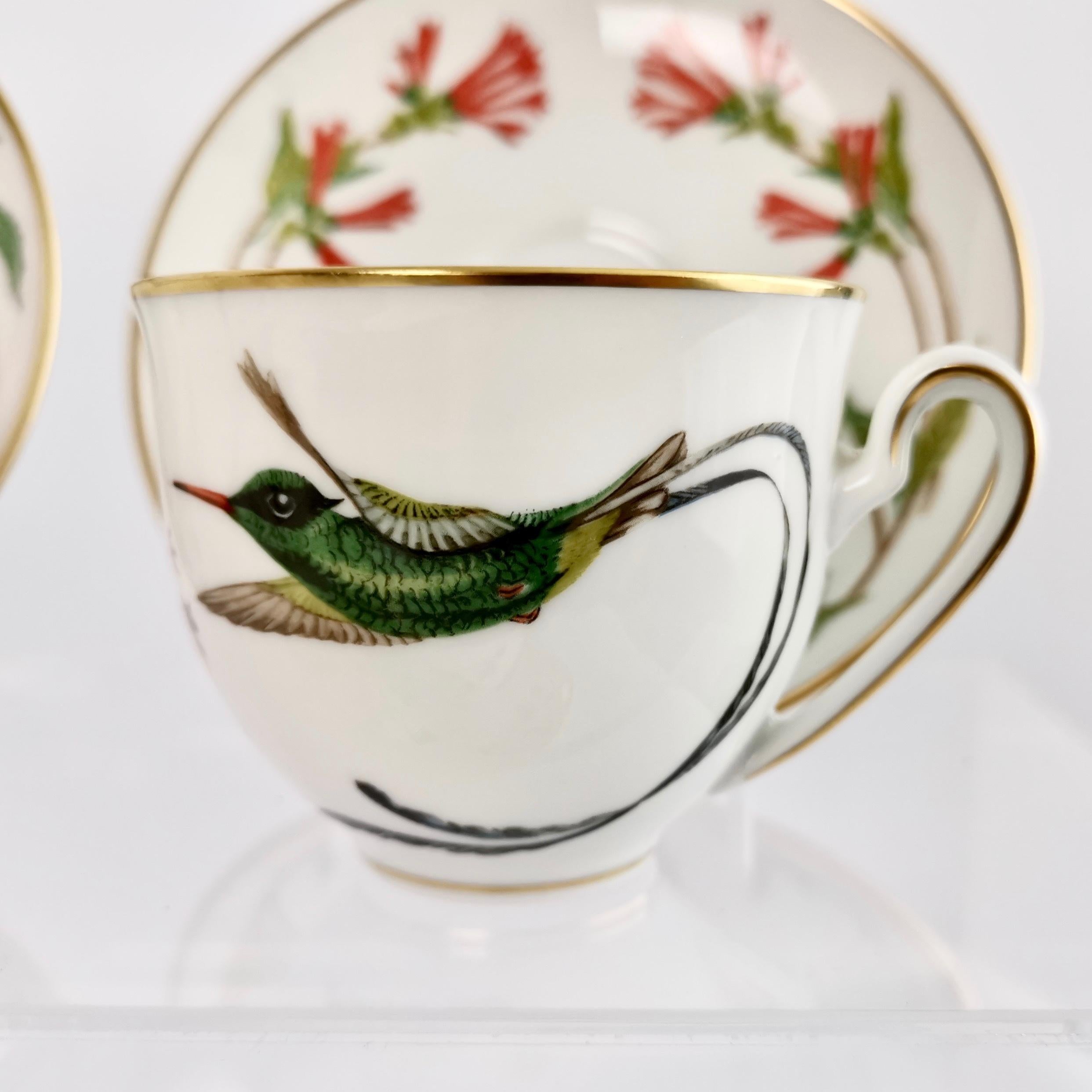 Late 20th Century Set of 12 Vintage Bavaria Cups and Saucers, Hummingbirds of the World, 1979