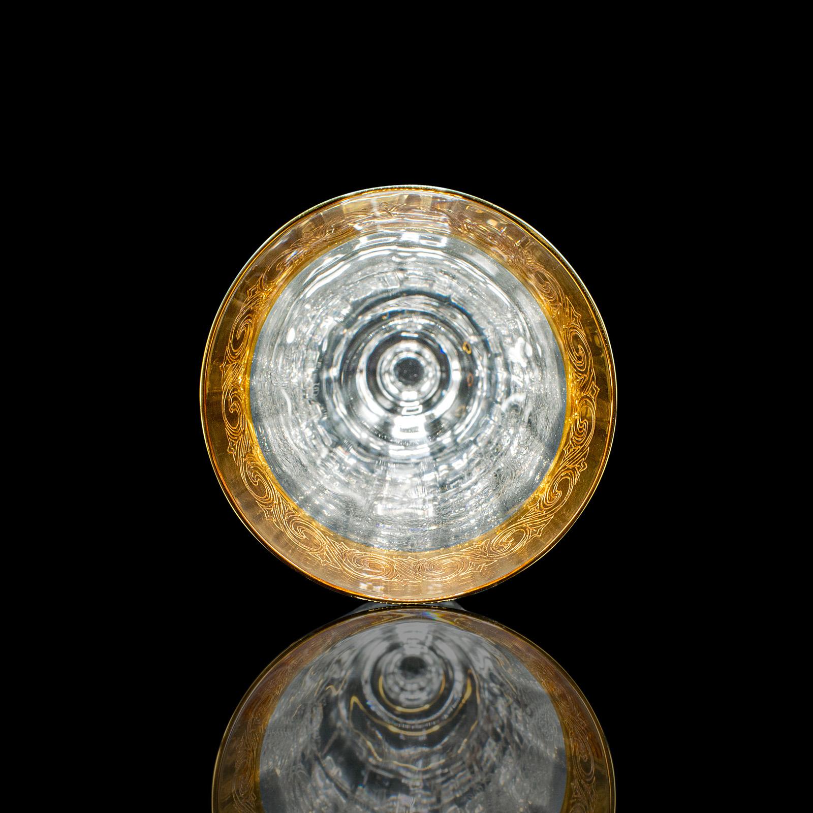 Ensemble de 12 flûtes à champagne vintage, continentales, verre à vin, feuille d'or, vers 1980 en vente 2