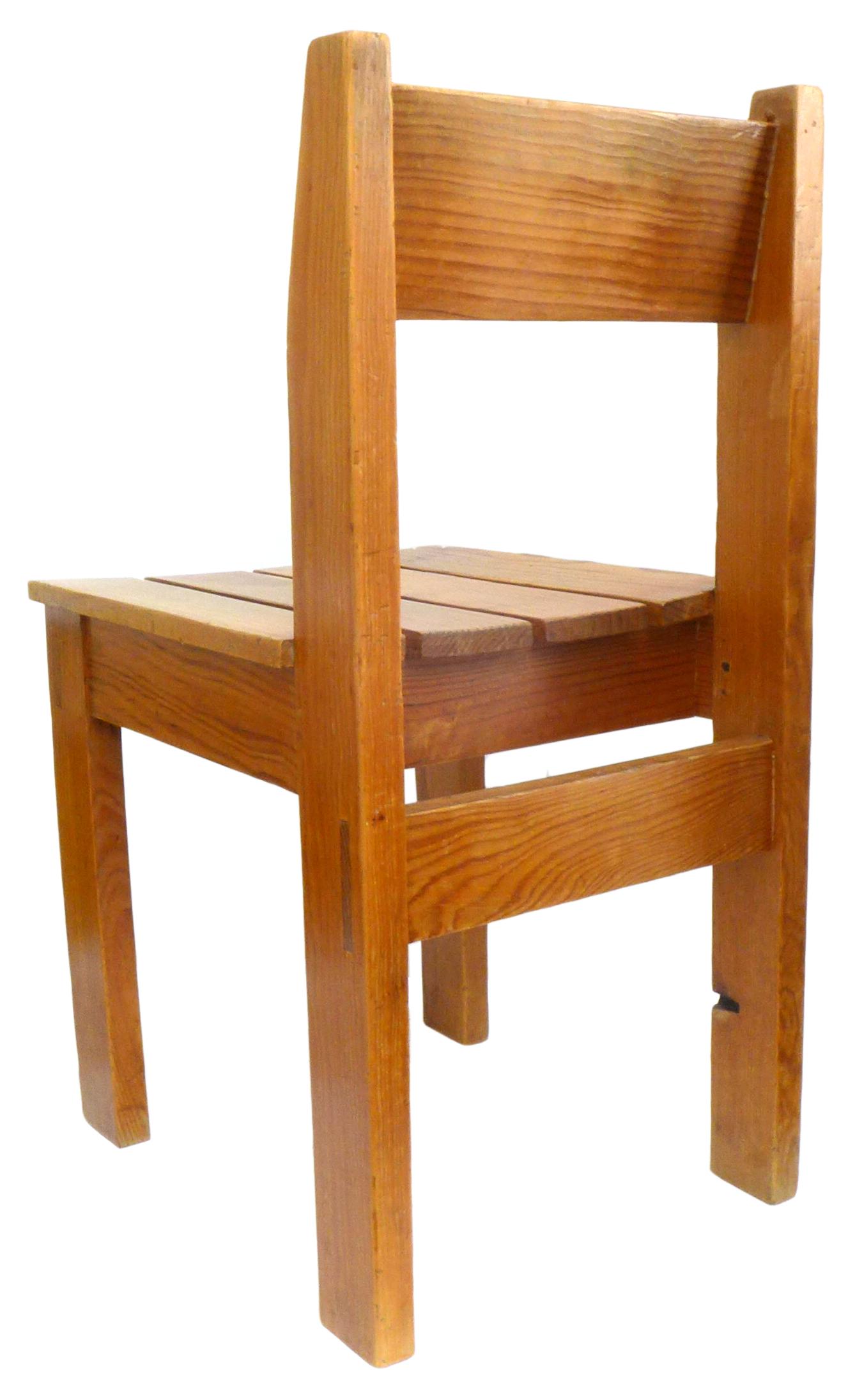 Modern Set of 12 Vintage European Wood Slat Chairs For Sale