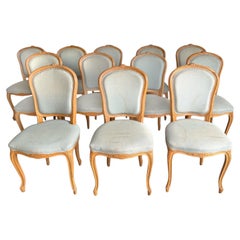 Set of 12 French Art Deco Dining Chairs, Polished Walnut, Circa 1920