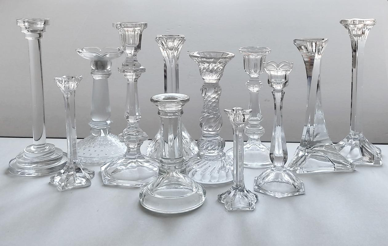 Set of 12 Vintage Glass Crystal Candlesticks Candle Holders at 1stDibs