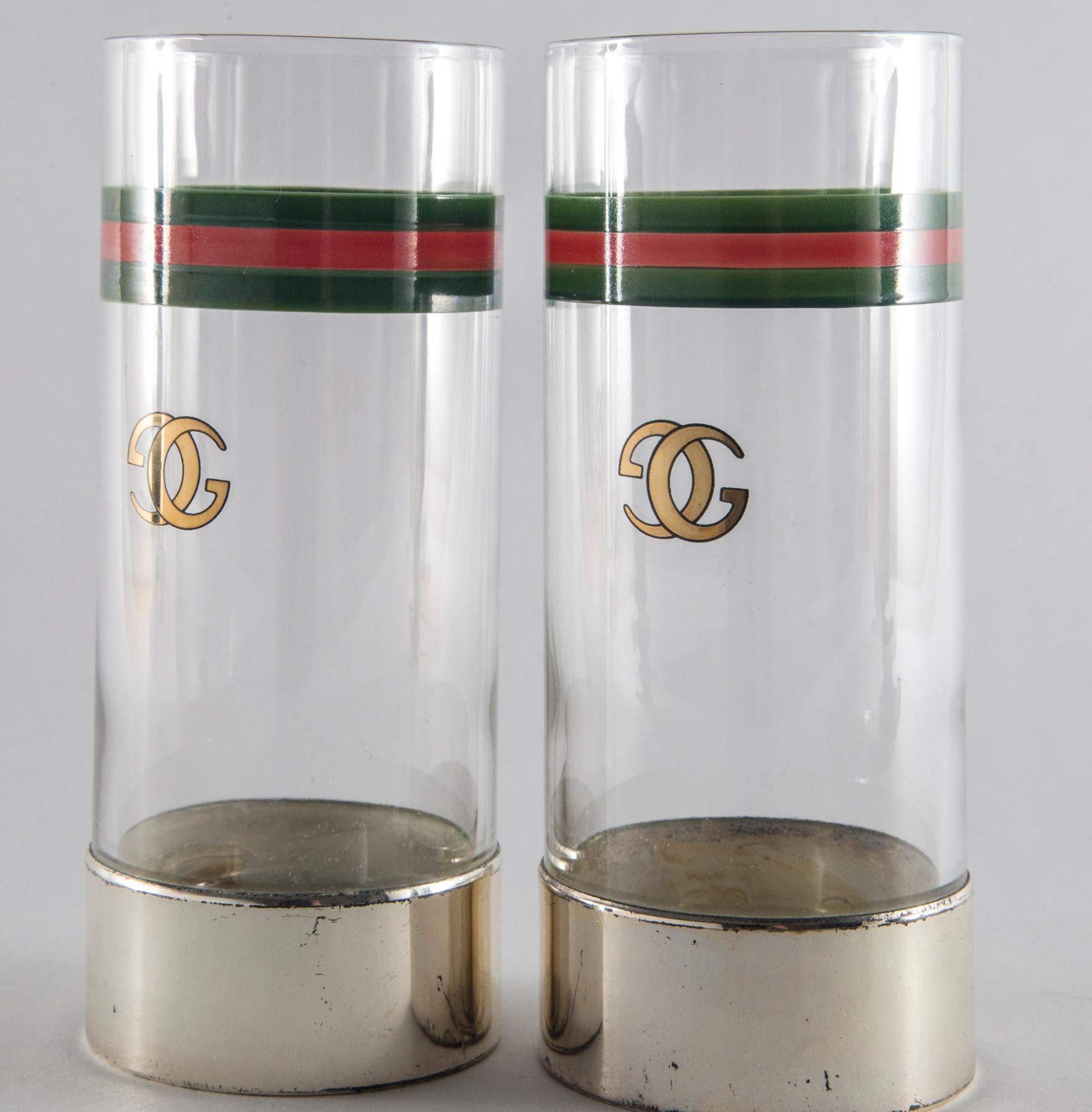 Mid-Century Modern Set of 12 Vintage Gucci Highball Glasses