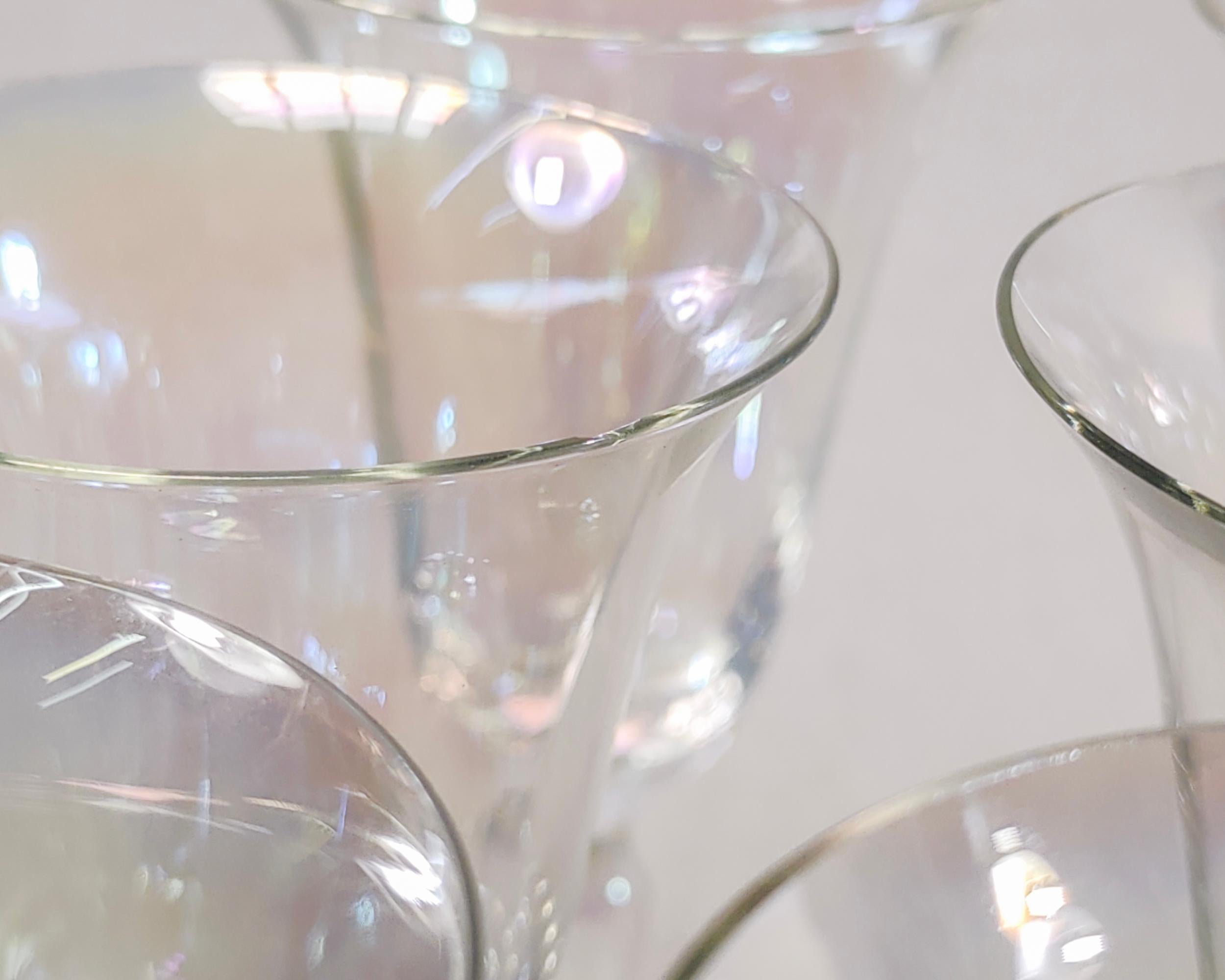 Américain Ensemble de 12 verres à vin tulipe lustrés soufflés à la main vintage des années 1930 en vente