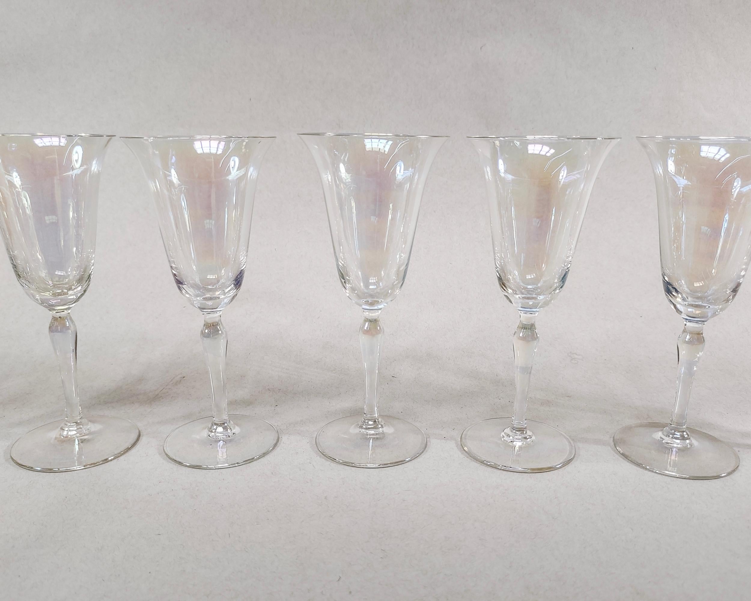 Ensemble de 12 verres à vin tulipe lustrés soufflés à la main vintage des années 1930 en vente 1