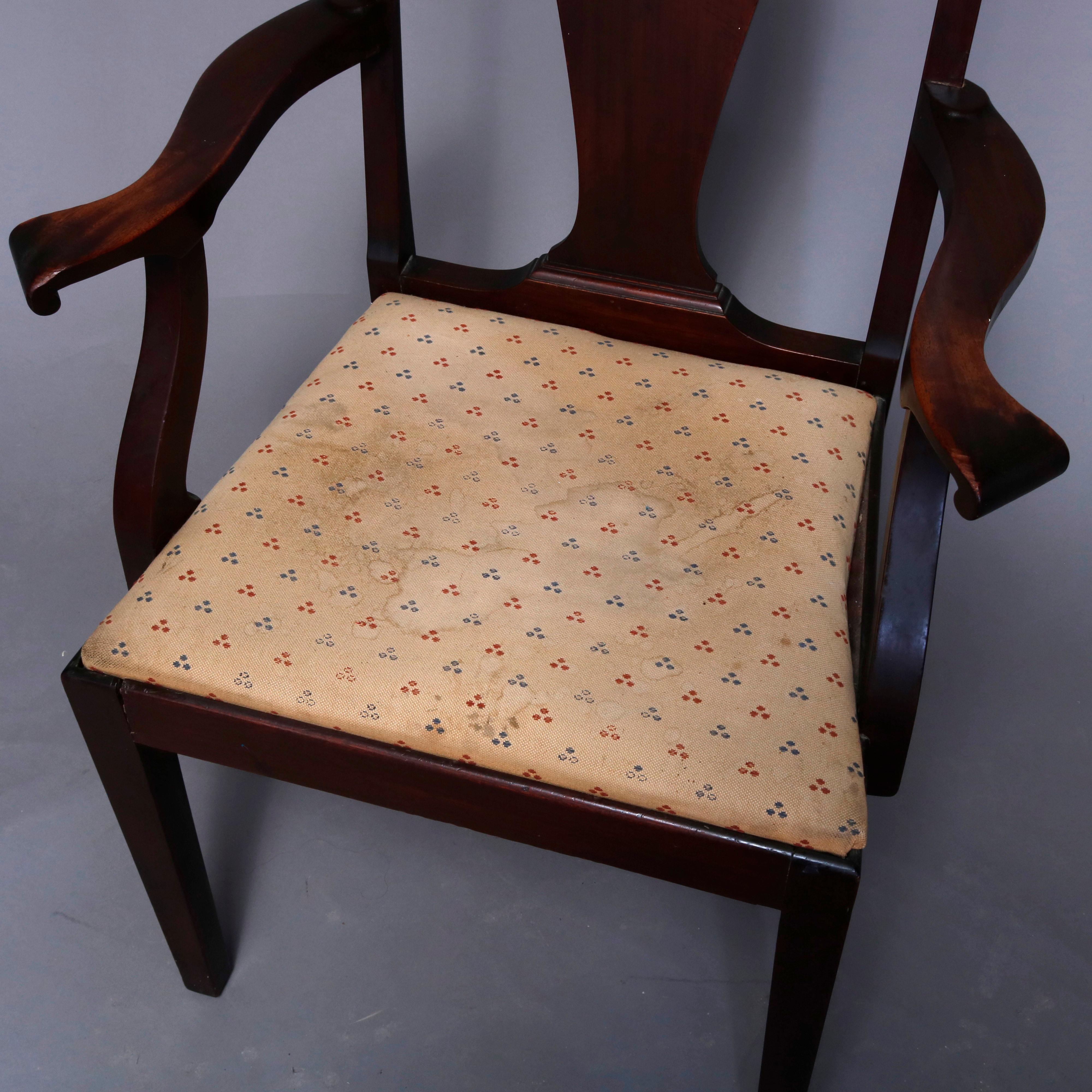 Set of 12 Vintage Hepplewhite Style Slat Back Mahogany Dining Chairs, circa 1930 For Sale 2