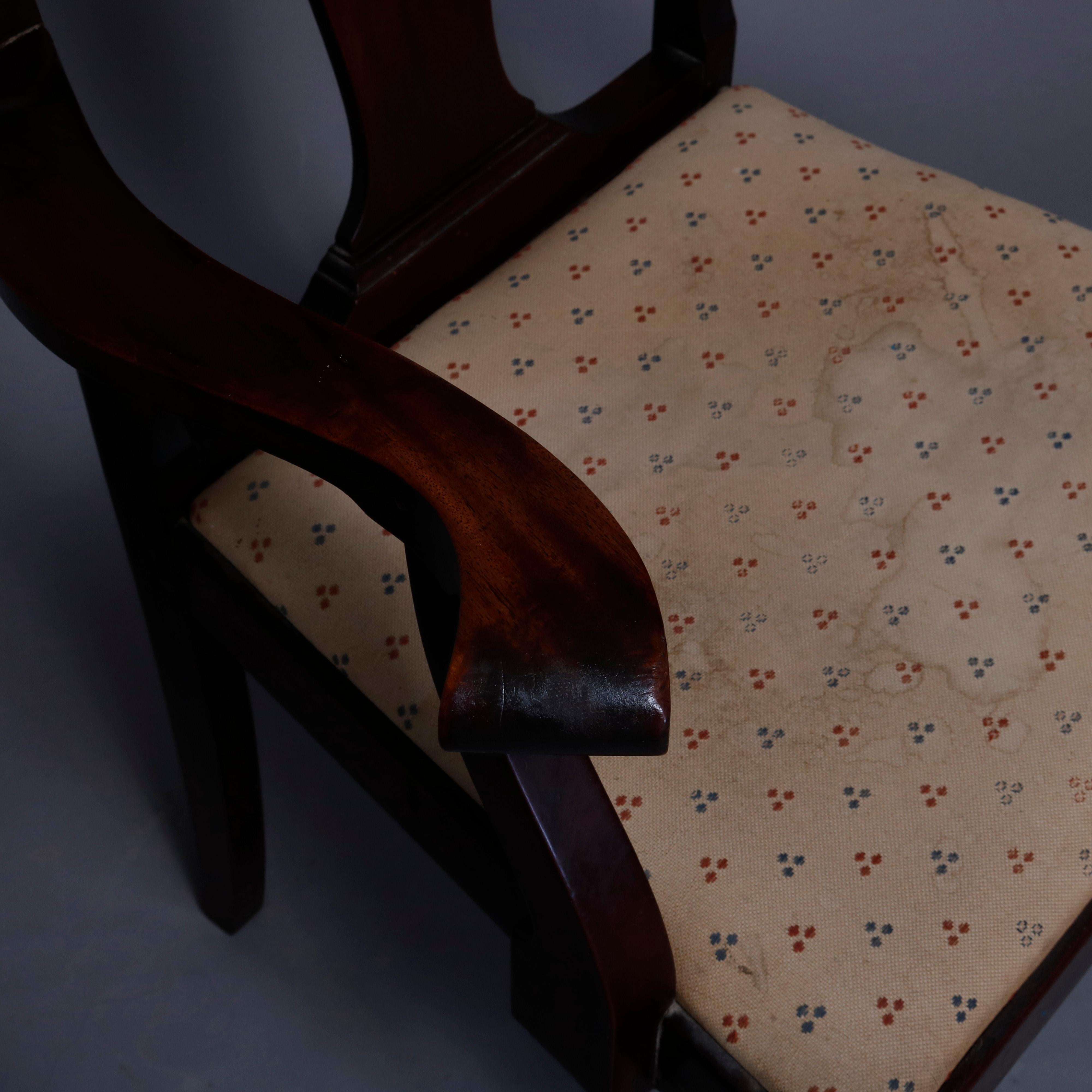 Set of 12 Vintage Hepplewhite Style Slat Back Mahogany Dining Chairs, circa 1930 For Sale 3