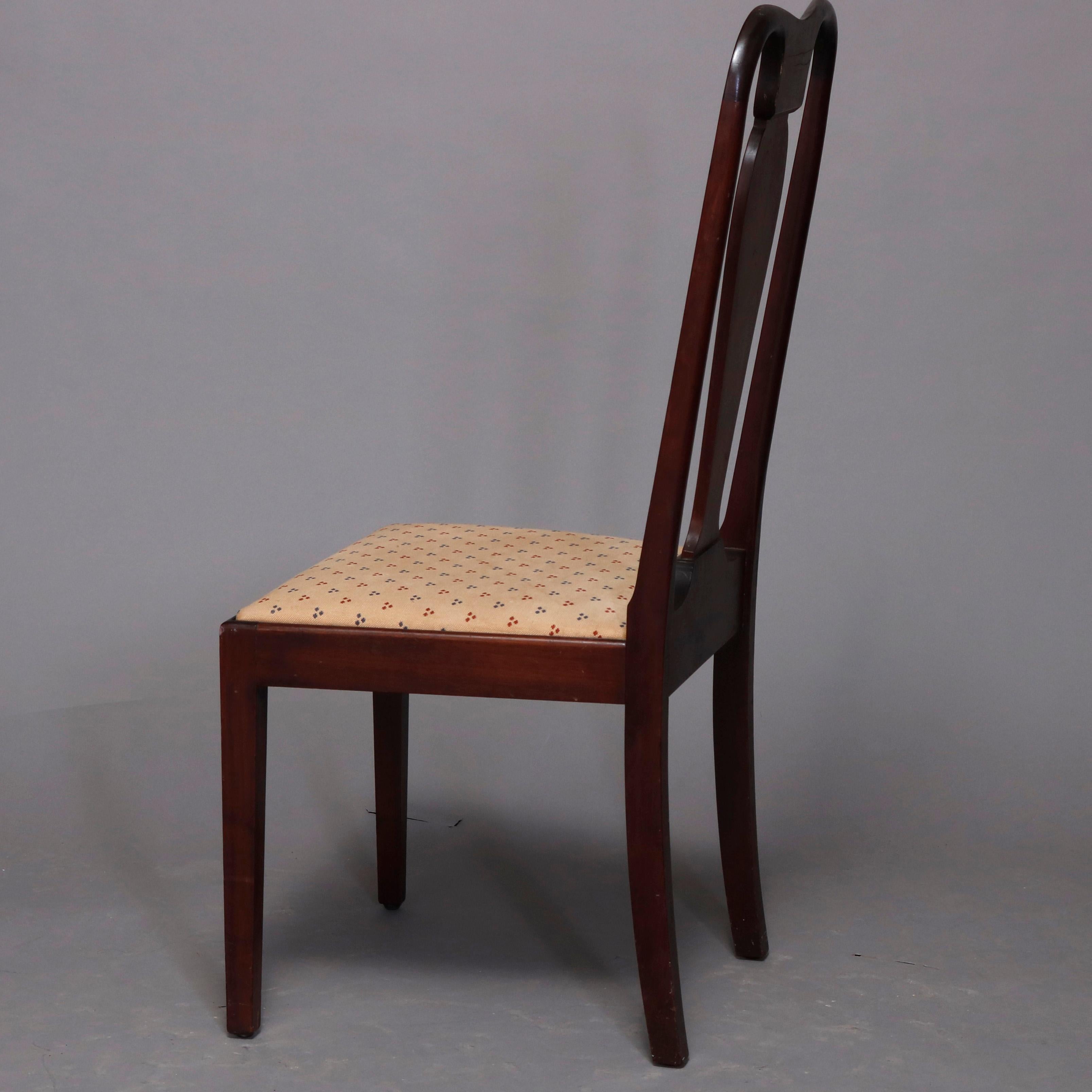 Set of 12 Vintage Hepplewhite Style Slat Back Mahogany Dining Chairs, circa 1930 For Sale 4
