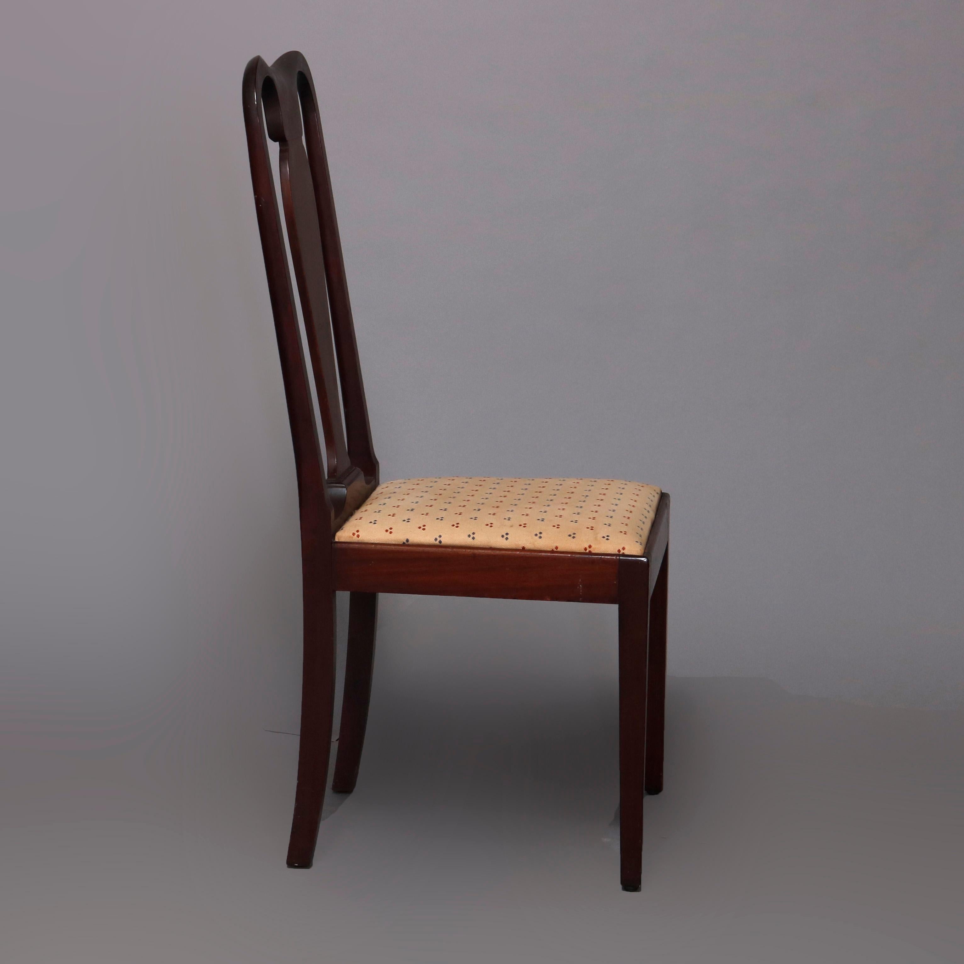 Set of 12 Vintage Hepplewhite Style Slat Back Mahogany Dining Chairs, circa 1930 For Sale 7