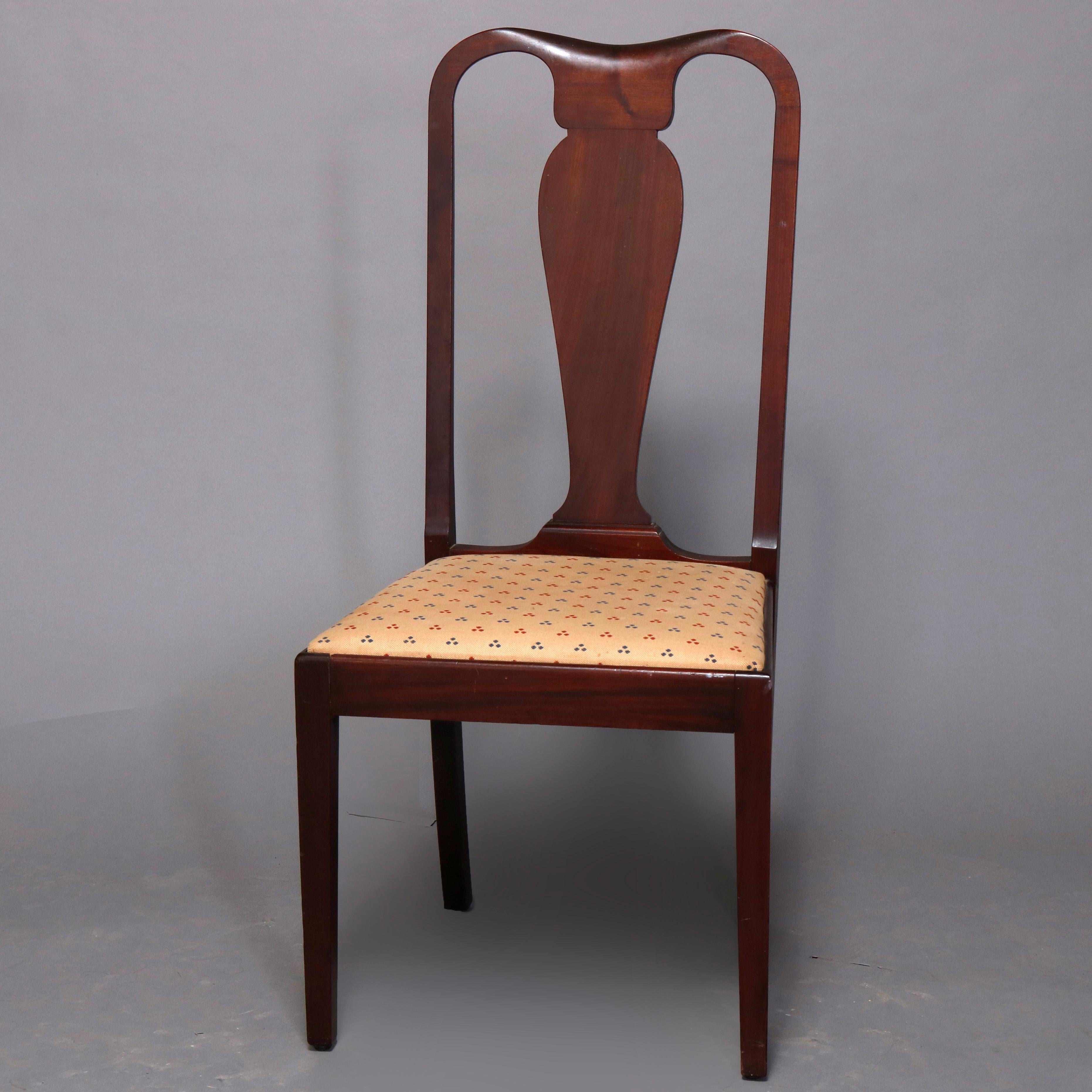 Set of 12 Vintage Hepplewhite Style Slat Back Mahogany Dining Chairs, circa 1930 For Sale 8
