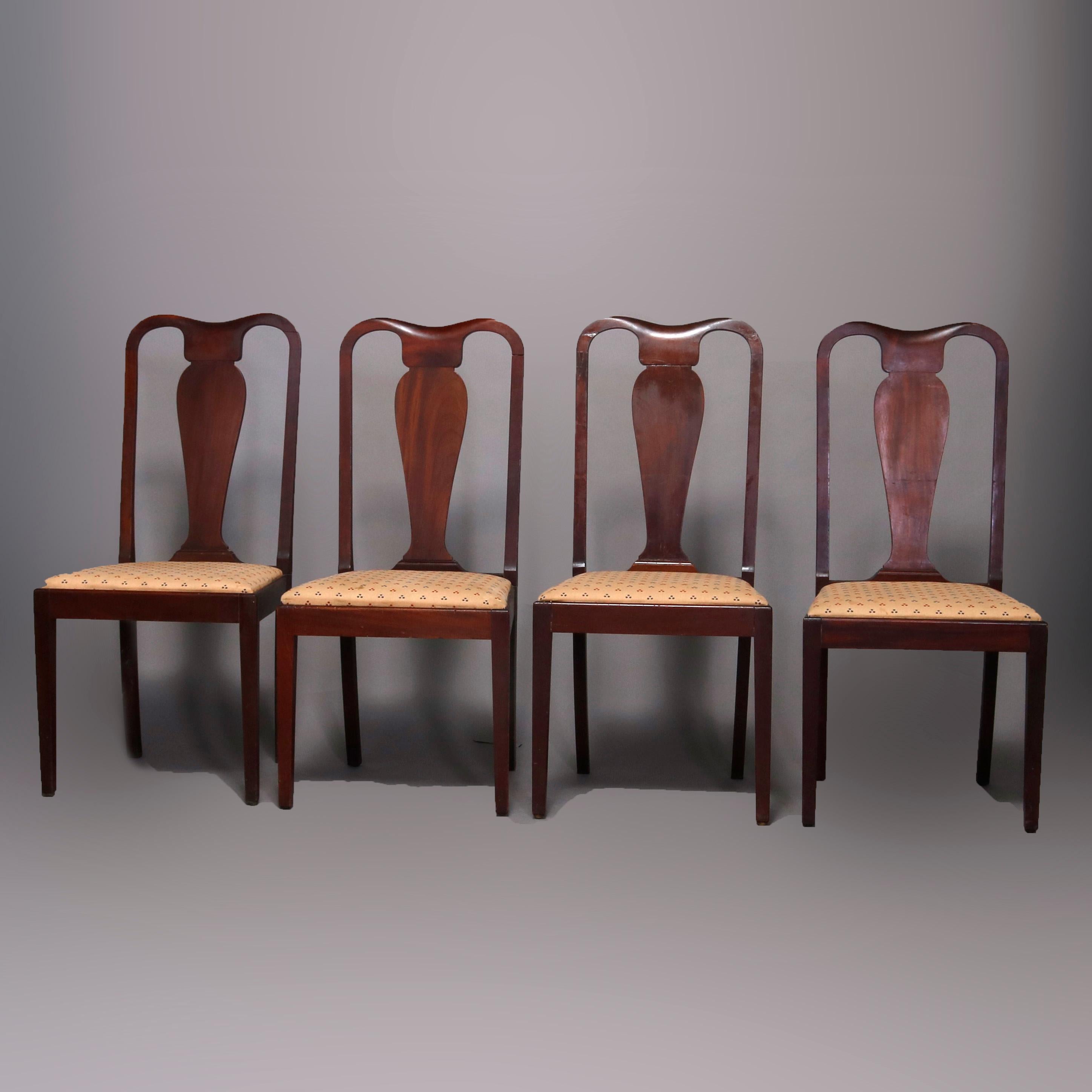 20th Century Set of 12 Vintage Hepplewhite Style Slat Back Mahogany Dining Chairs, circa 1930 For Sale