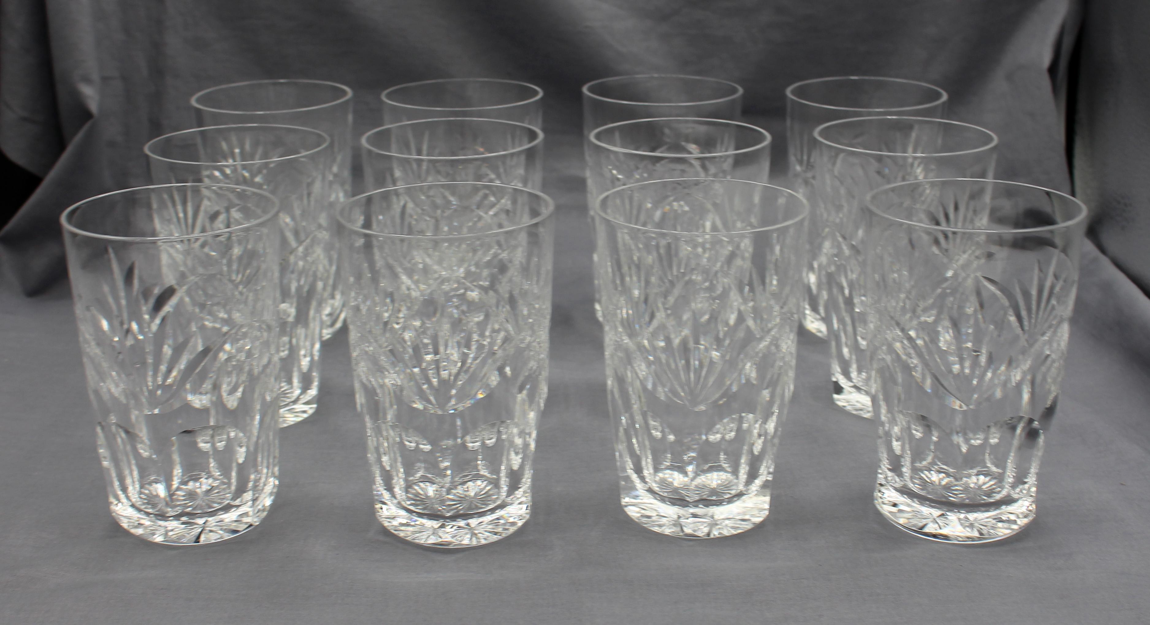 Vintage set of 12 double old-fashioned tumblers or highball glasses, Ashling by Waterford. Pattern produced 1968-2017. Double or Tall Mint Juleps in Kentucky. Hand blown & cut. Measures: 4 5/8