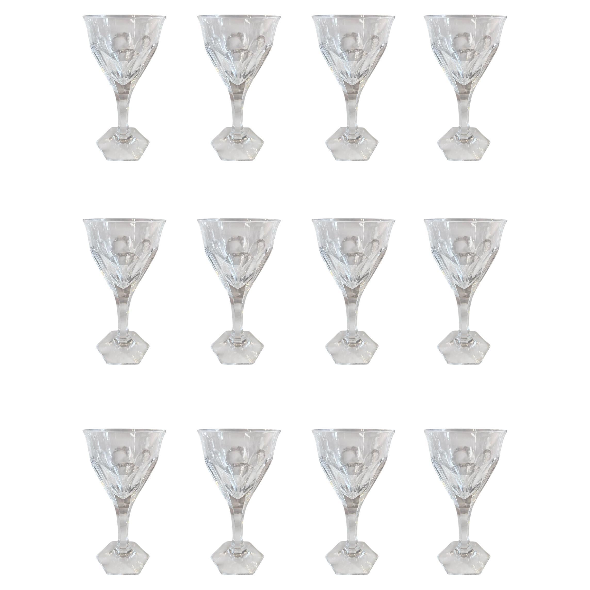 Set of 12 Vintage Moser Style Crystal Glasses