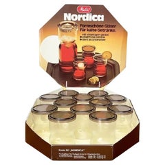 Set of 12 Vintage Nordica Series Drinking Glasses with Cardboard Shop Display