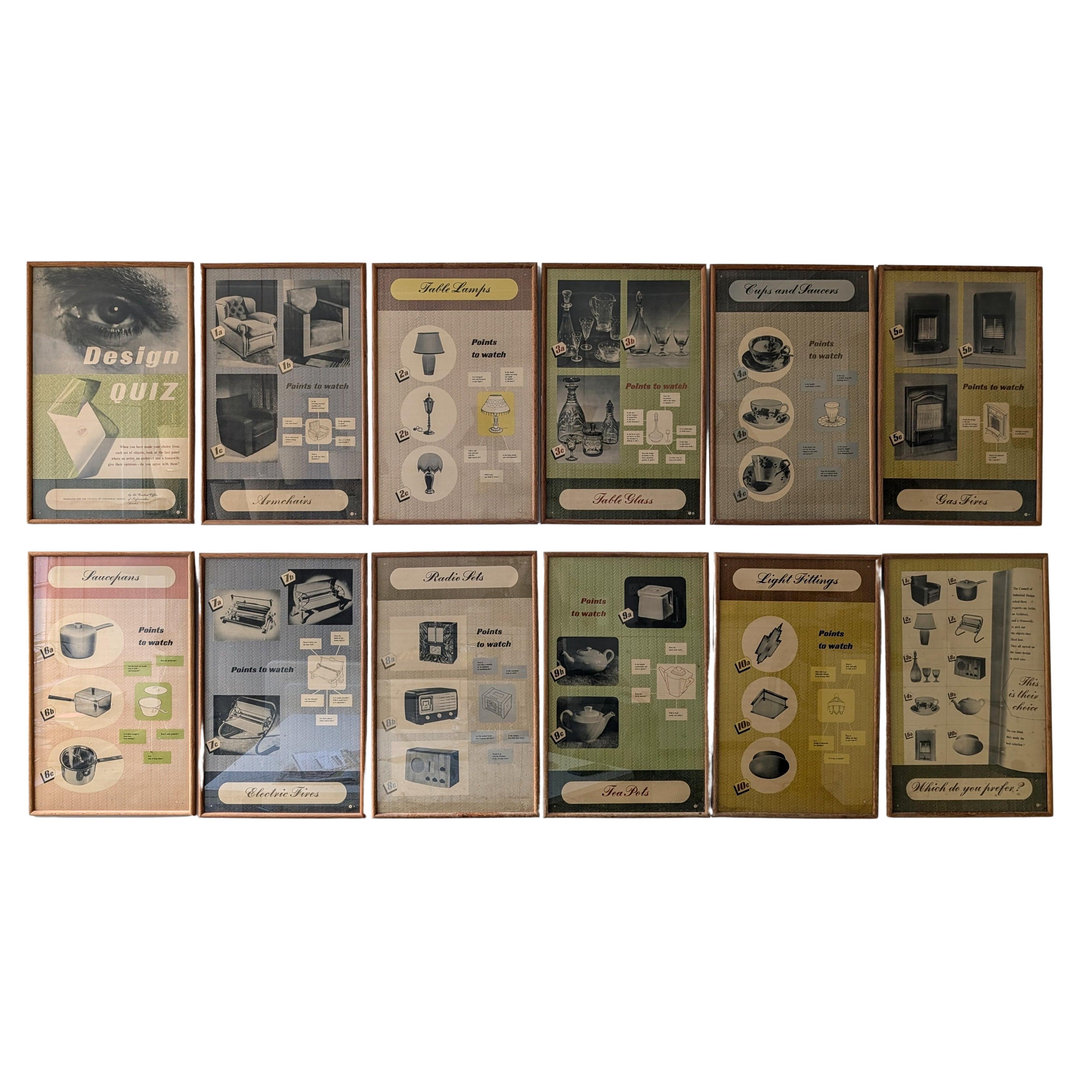 Set of 12 vintage post-war British design posters Council Industrial Design 1946