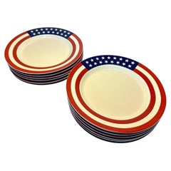 Set de 12 assiettes à salade ou à dessert en porcelaine, Vintage Ralph Lauren Hamptons Flag