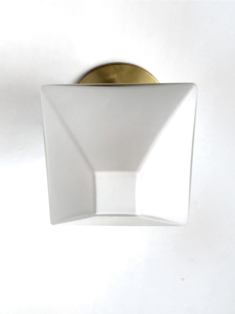 Set di 12 luci scultoree d'epoca in vetro e ottone da soffitto o da parete Sconcese 70s In condizioni buone in vendita a Berlin, DE