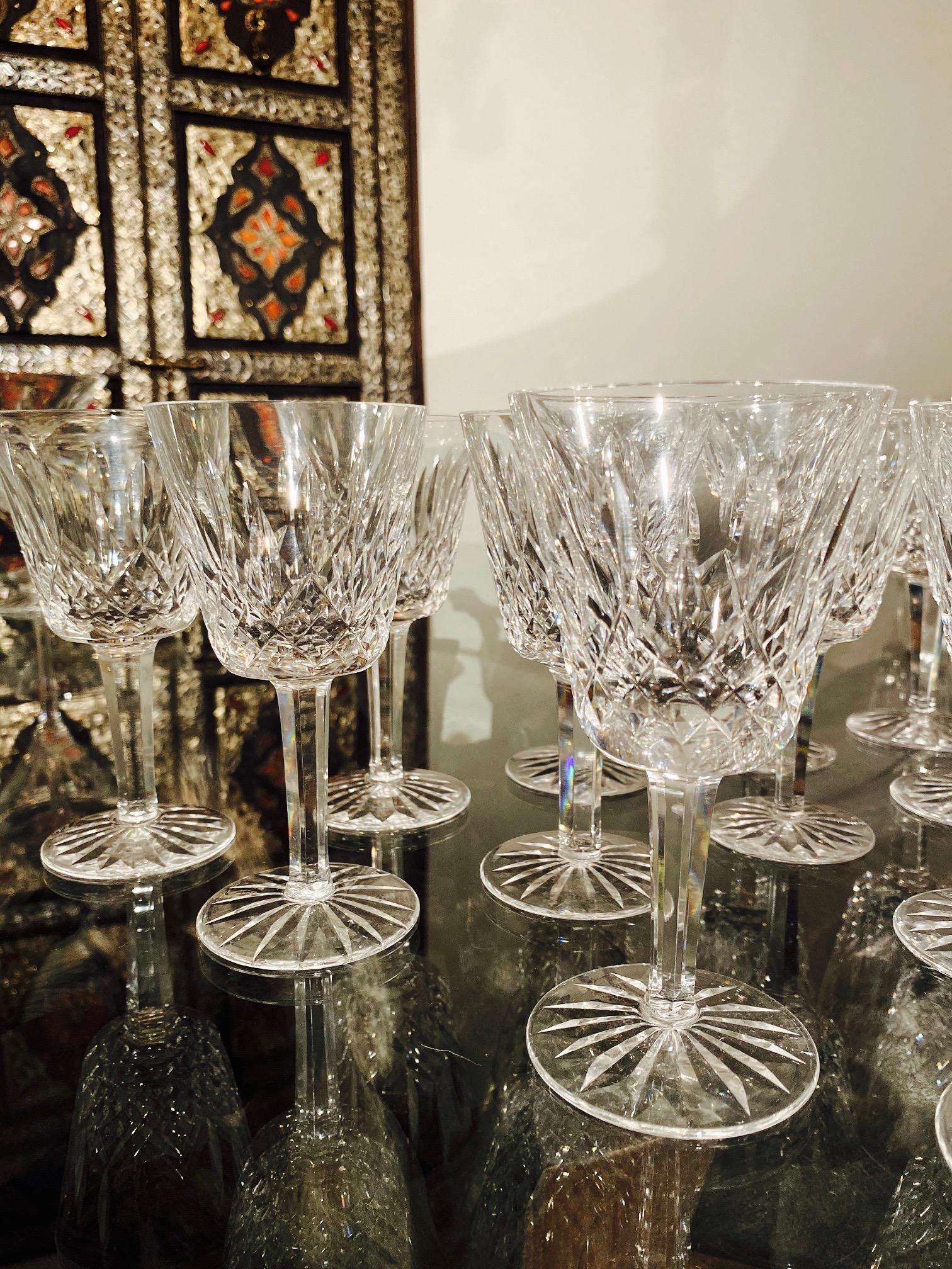 Set of 12 Vintage Waterford Crystal Lismore Wine Glasses, Germany, circa 1990s 1