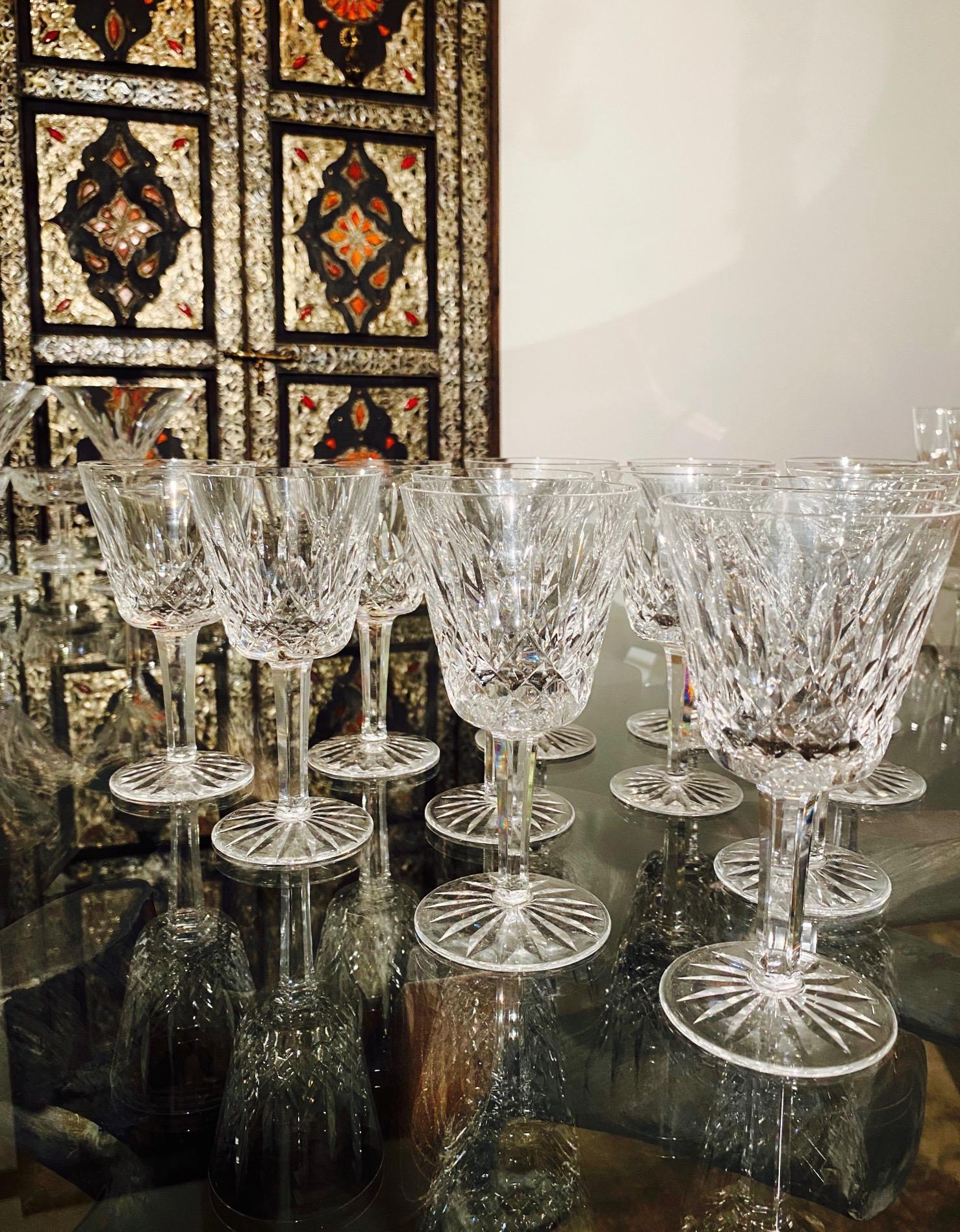 Late 20th Century Set of 12 Vintage Waterford Crystal Lismore Wine Glasses, Germany, circa 1990s