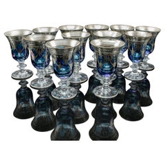 Set Of 12 Vintage Wine Goblets, Italian, Handmade, Champagne Glasses, Liqueurs