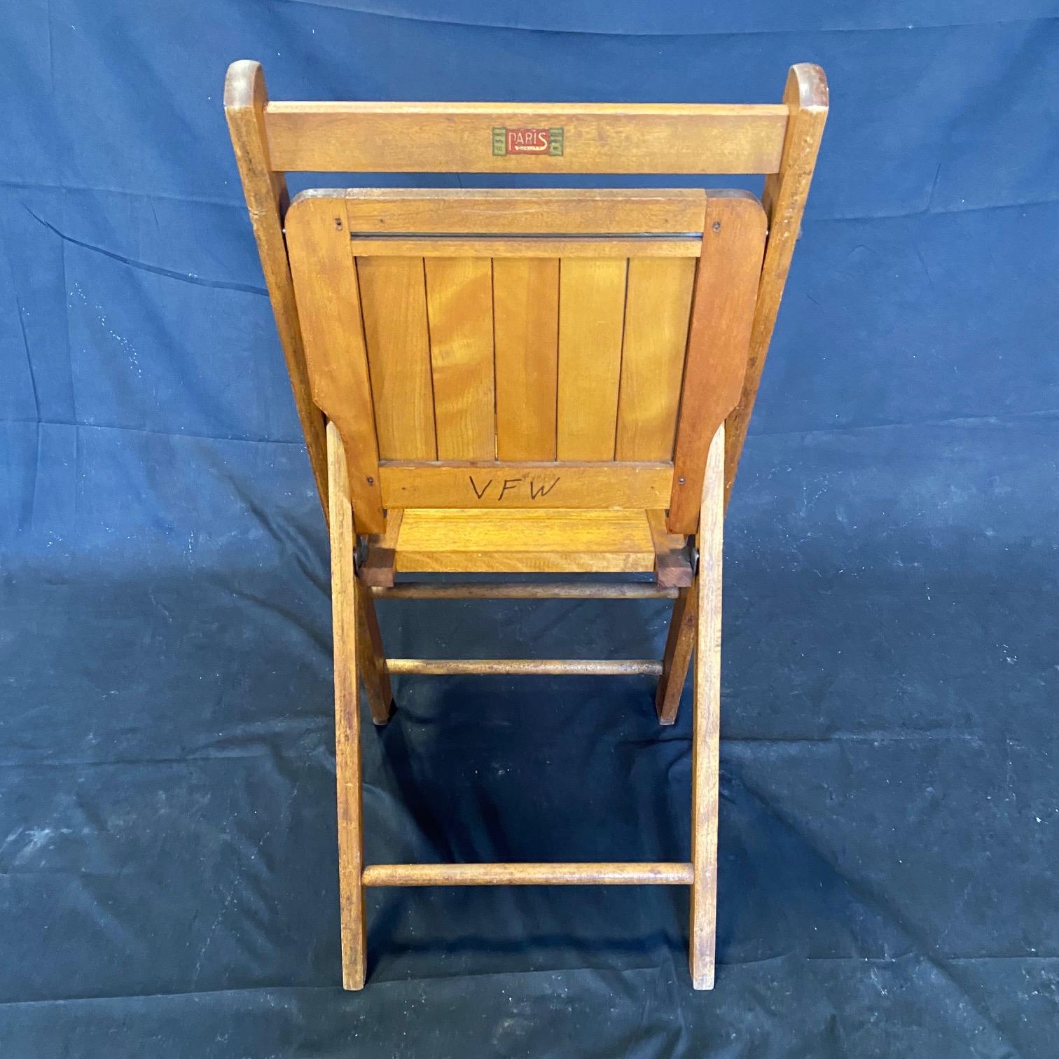 Set of 12 Vintage Wooden Stackable Folding Chairs from Paris Manufacturing Co. In Good Condition In Hopewell, NJ