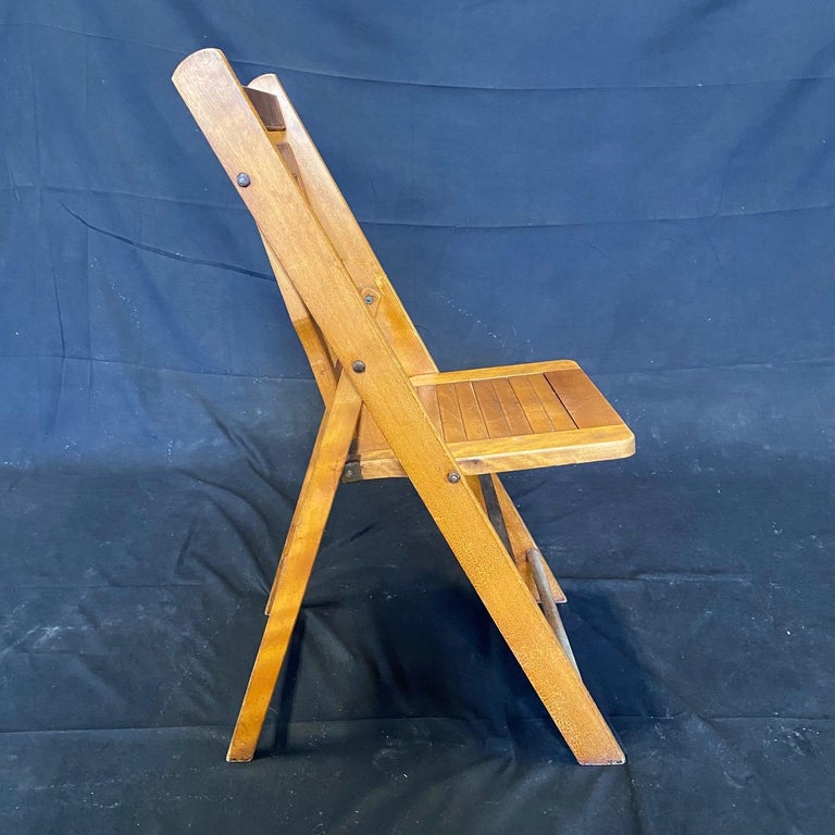 Set of 12 Vintage Wooden Stackable Folding Chairs from Paris