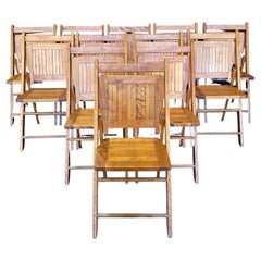 Set of 12 Vintage Wooden Stackable Folding Chairs from Paris
