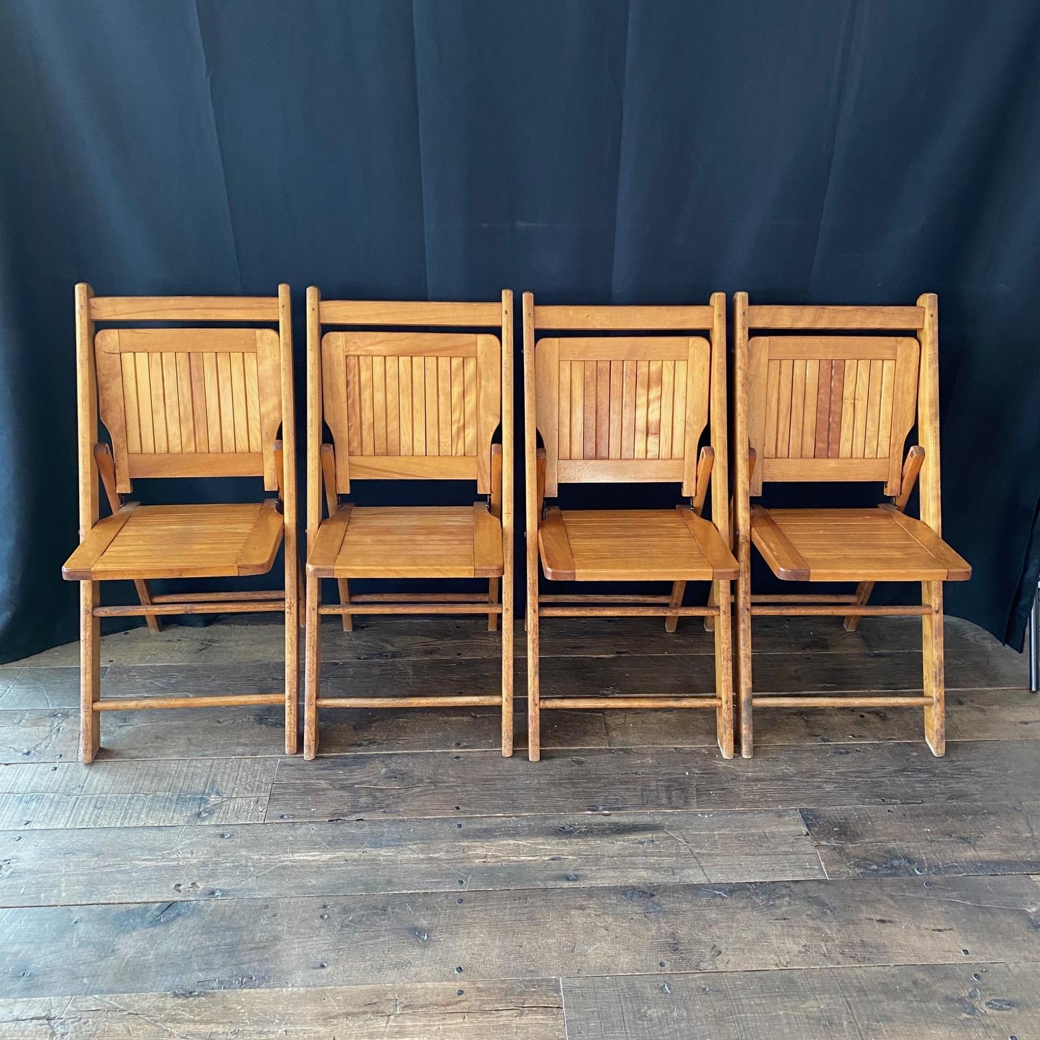 Set of 12 Vintage Wooden Stackable Folding Chairs Marked Paris For Sale 1