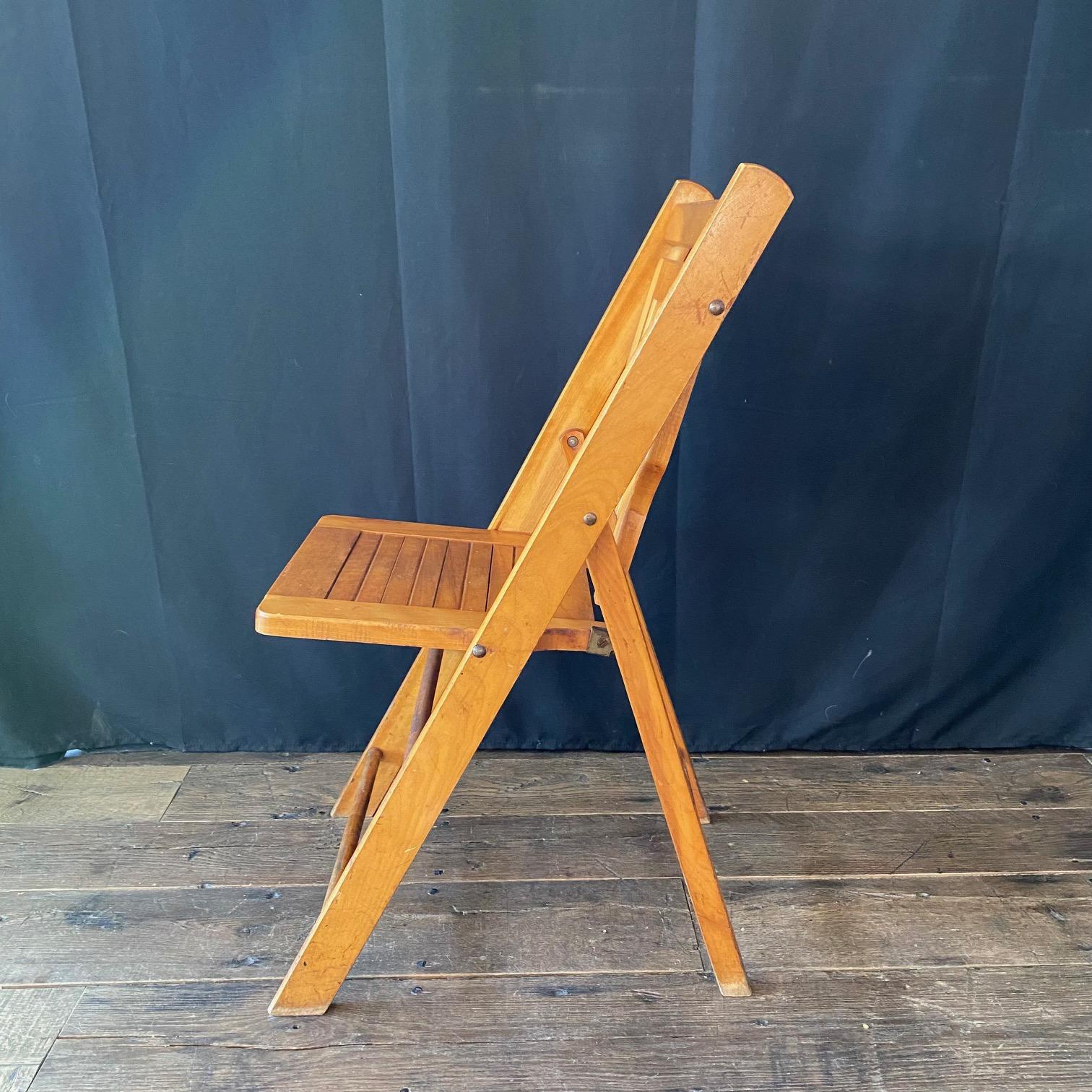 Set of 12 Vintage Wooden Stackable Folding Chairs Marked Paris 5