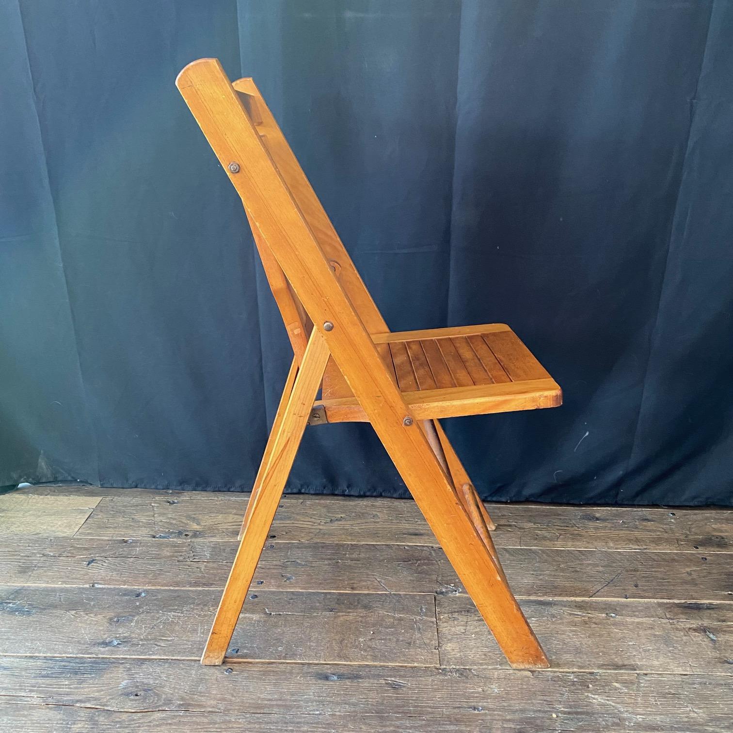 Set of 12 Vintage Wooden Stackable Folding Chairs Marked Paris 6