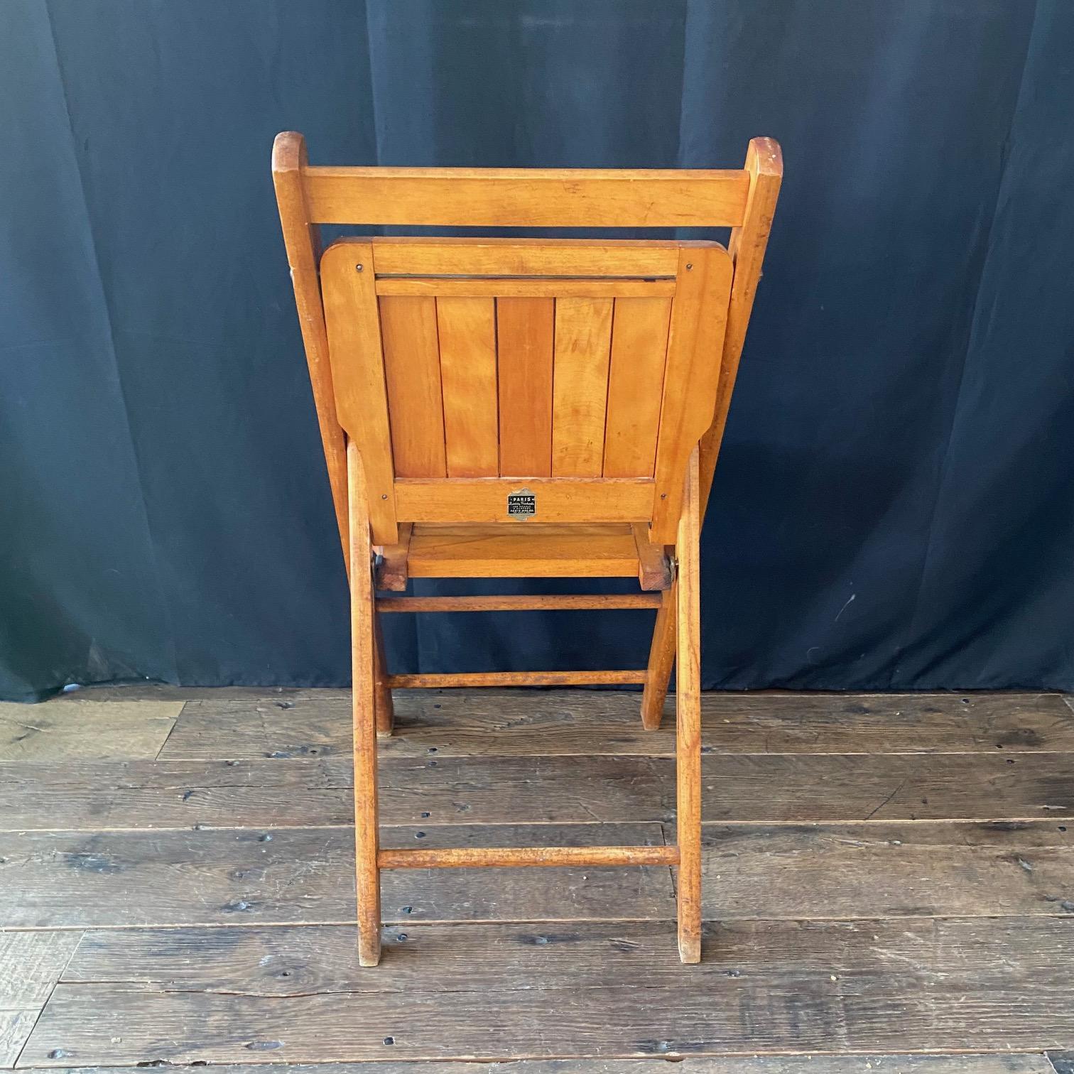 Set of 12 Vintage Wooden Stackable Folding Chairs Marked Paris 7
